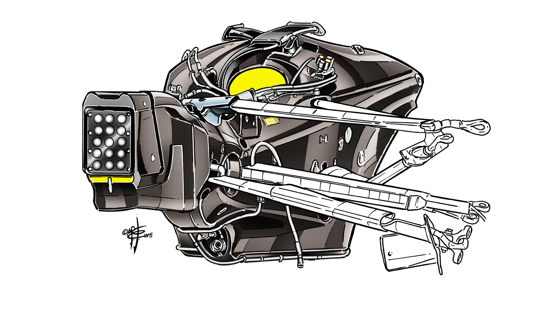Sauber C34 - exhaust/gearbox packaging