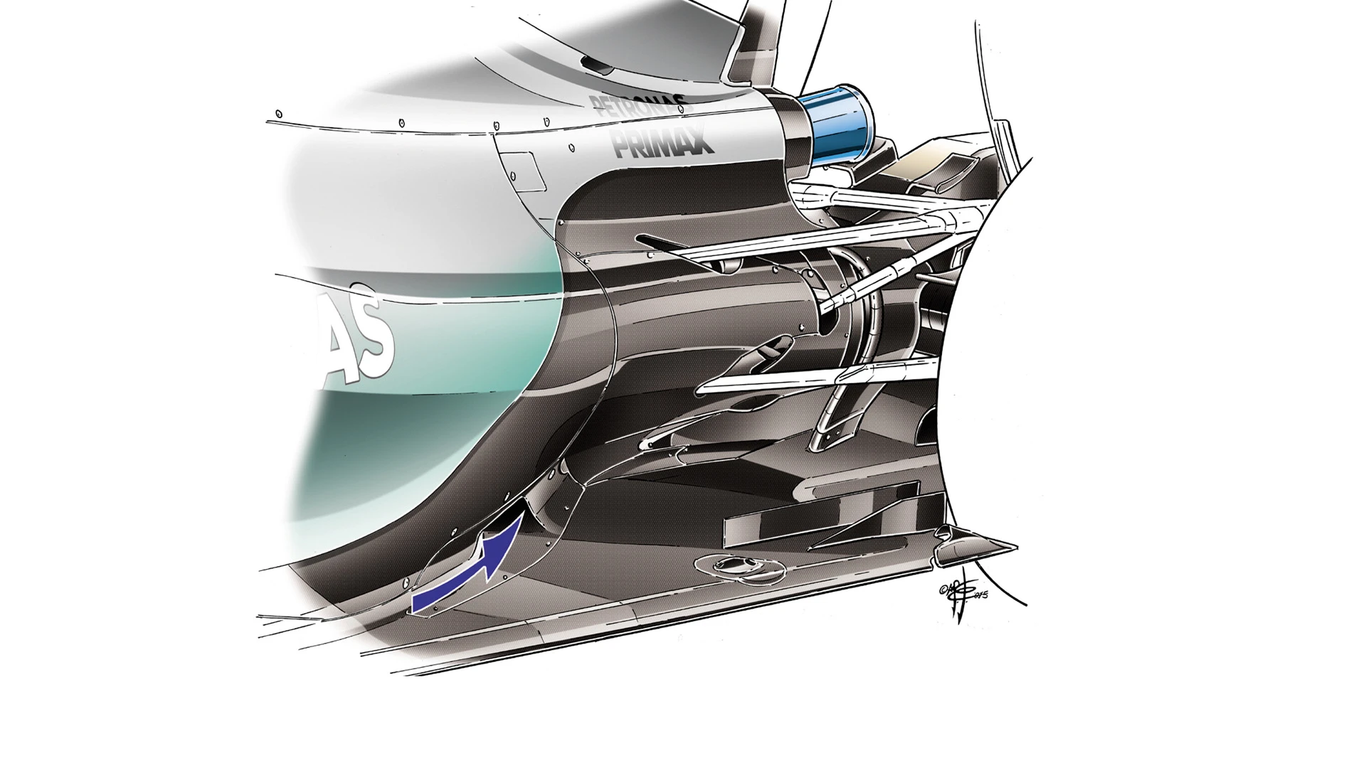Mercedes F1 W06 Hybrid - new sidepod air inlet