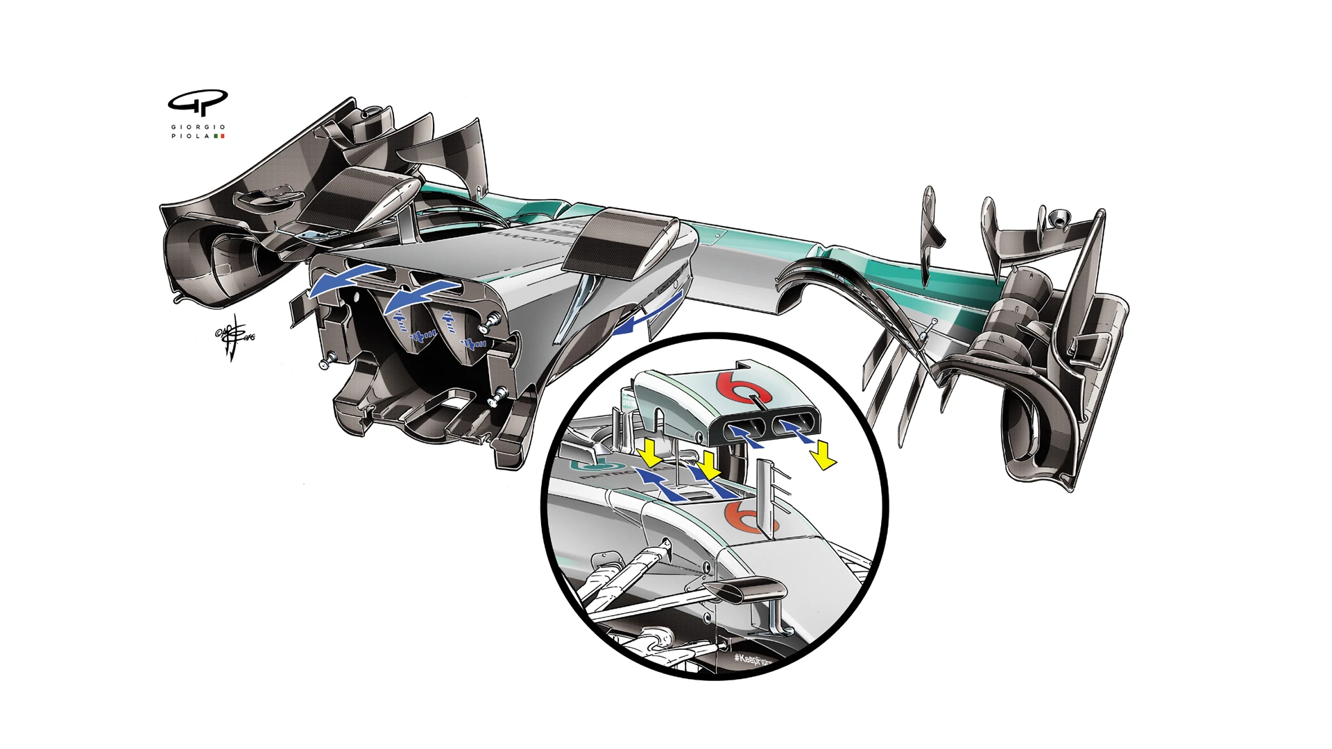 Mercedes F1 W07 Hybrid - S-duct detail