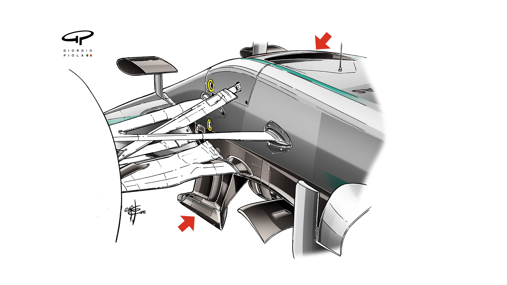 Mercedes F1 W07 Hybrid - L-shaped turning vanes