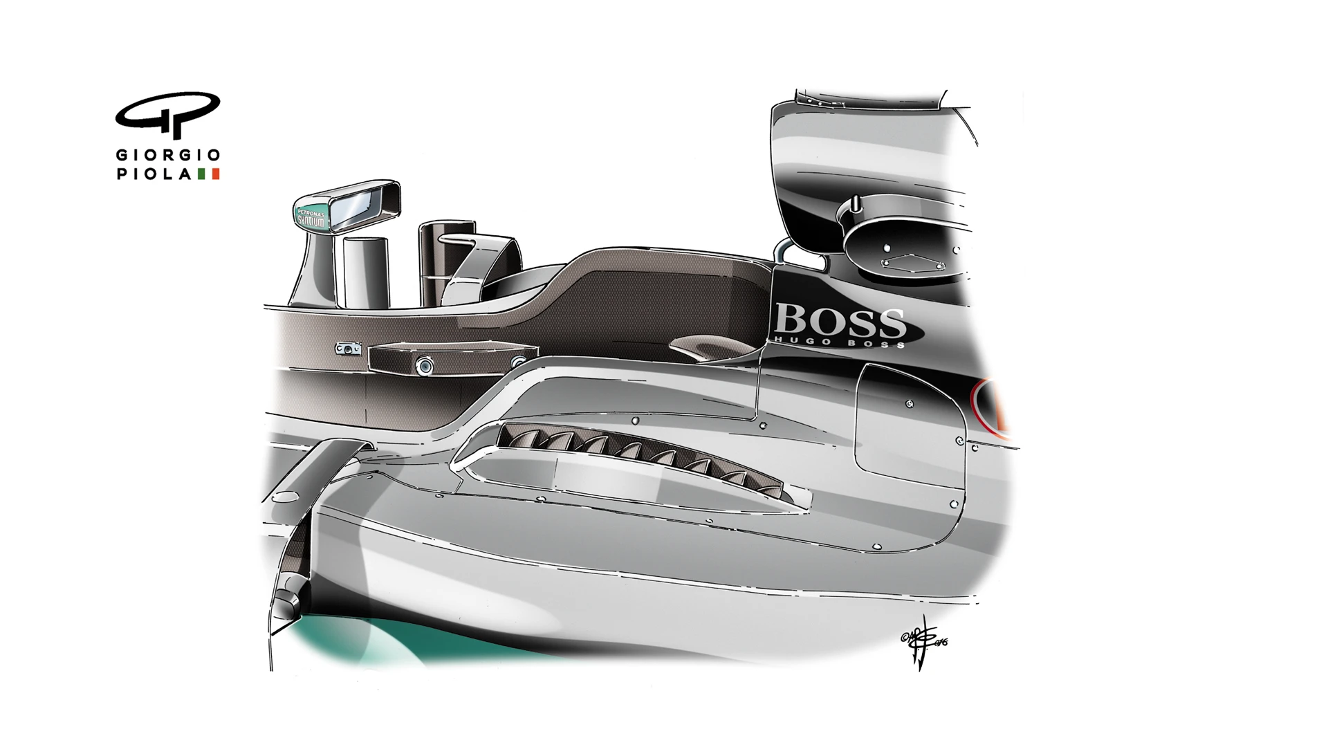 Mercedes F1 W07 Hybrid - Hungary cooling
