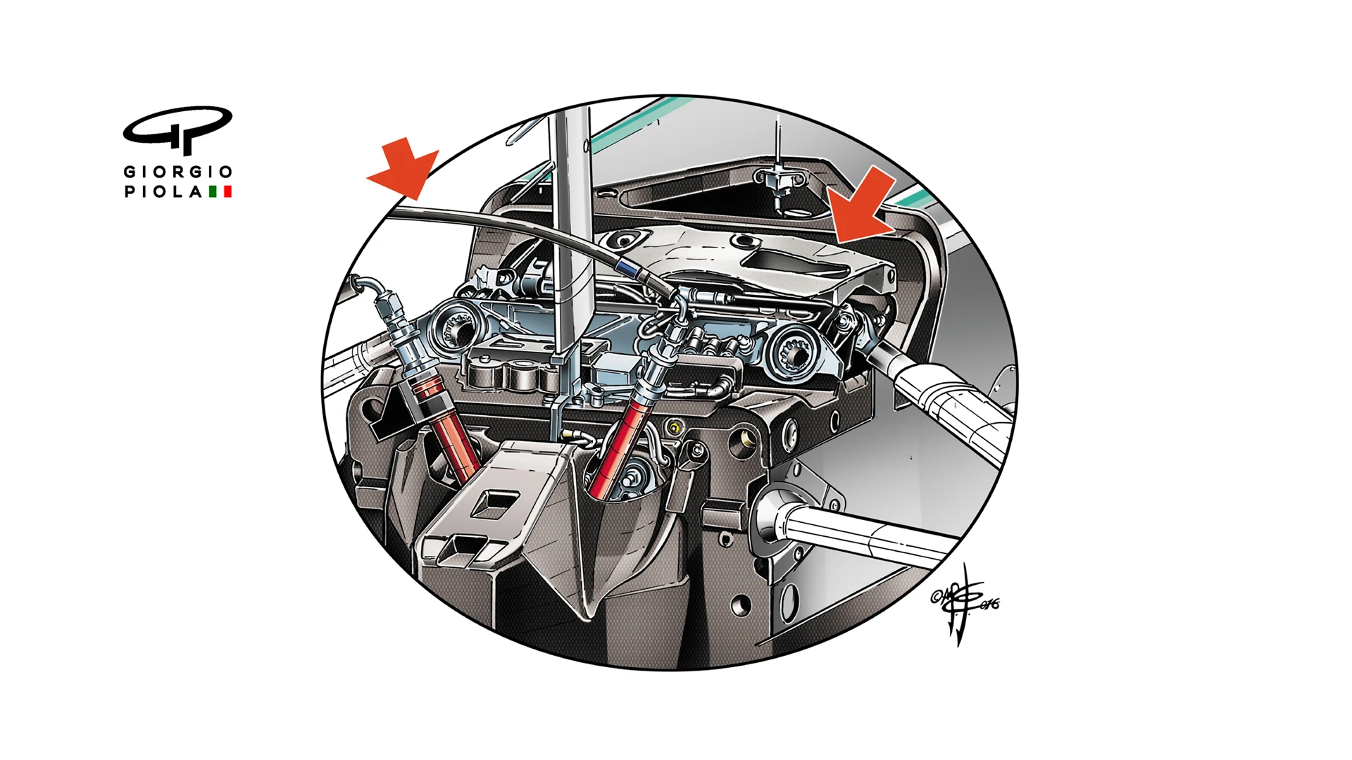Mercedes F1 W07 Hybrid - front suspension layout