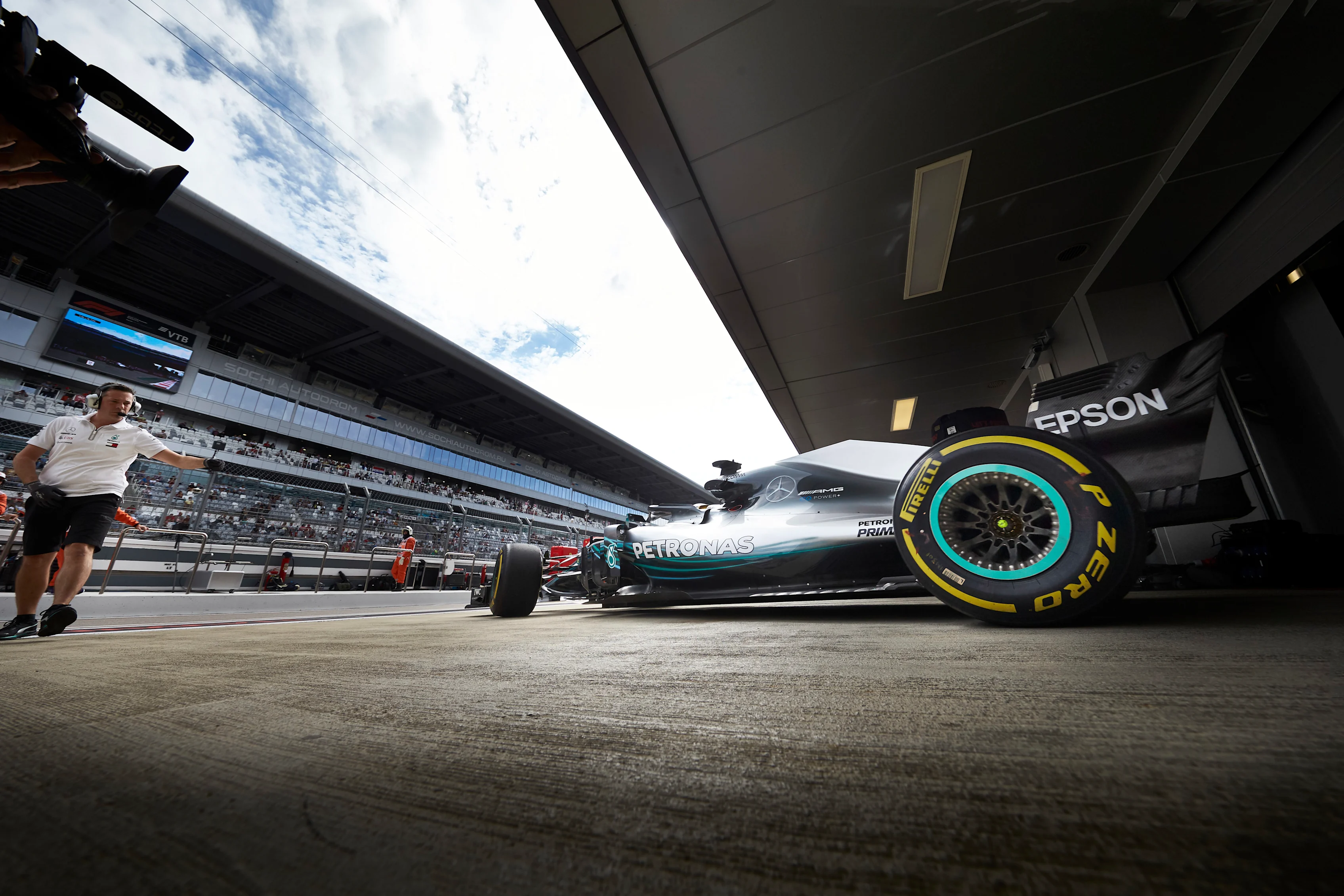 SOCHI AUTODROM, RUSSIAN FEDERATION - SEPTEMBER 28: Lewis Hamilton, Mercedes AMG F1 W09 EQ Power+,