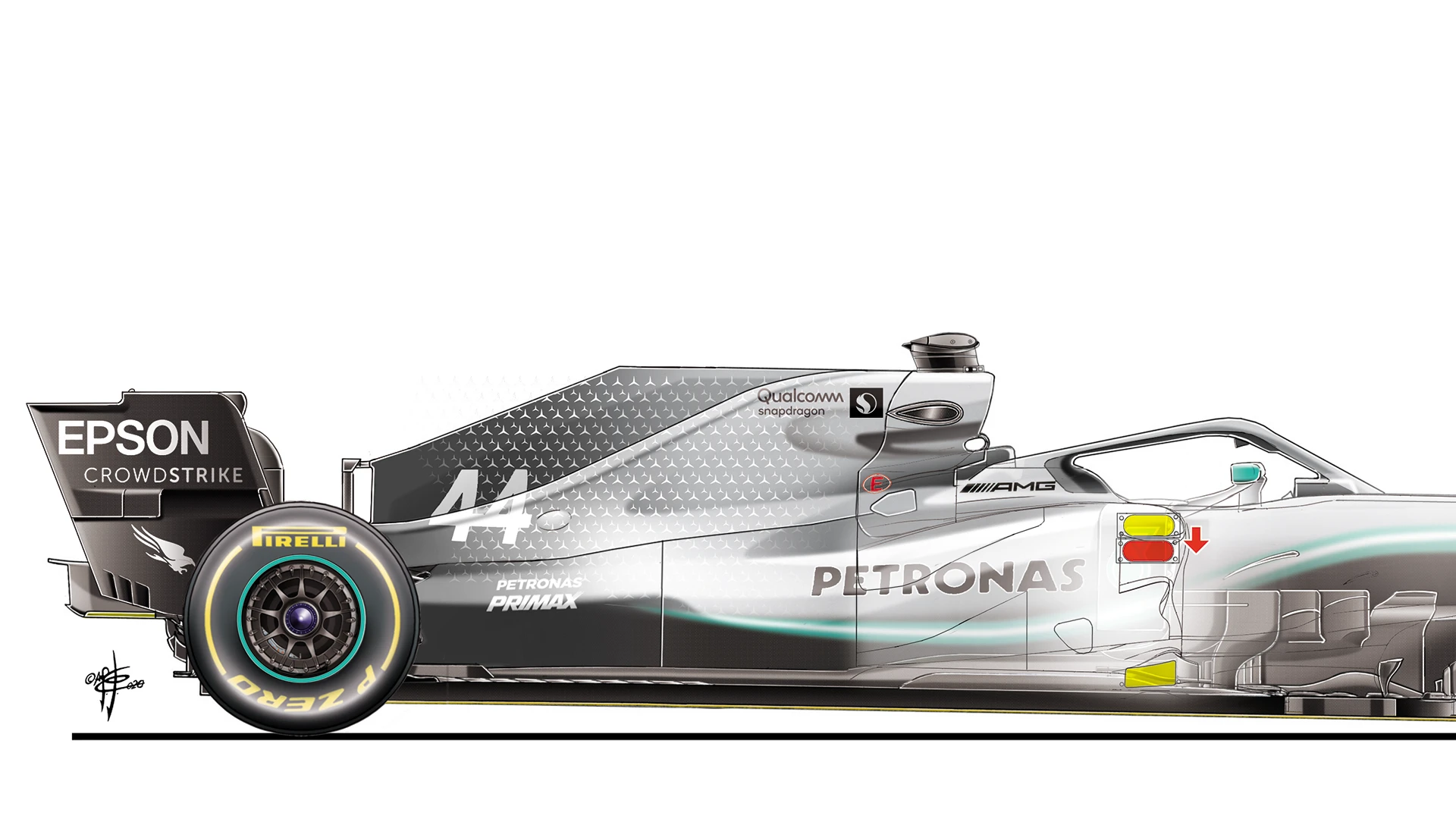 002-020 MERCEDES W10 SIDE VIEW COMP ARR
