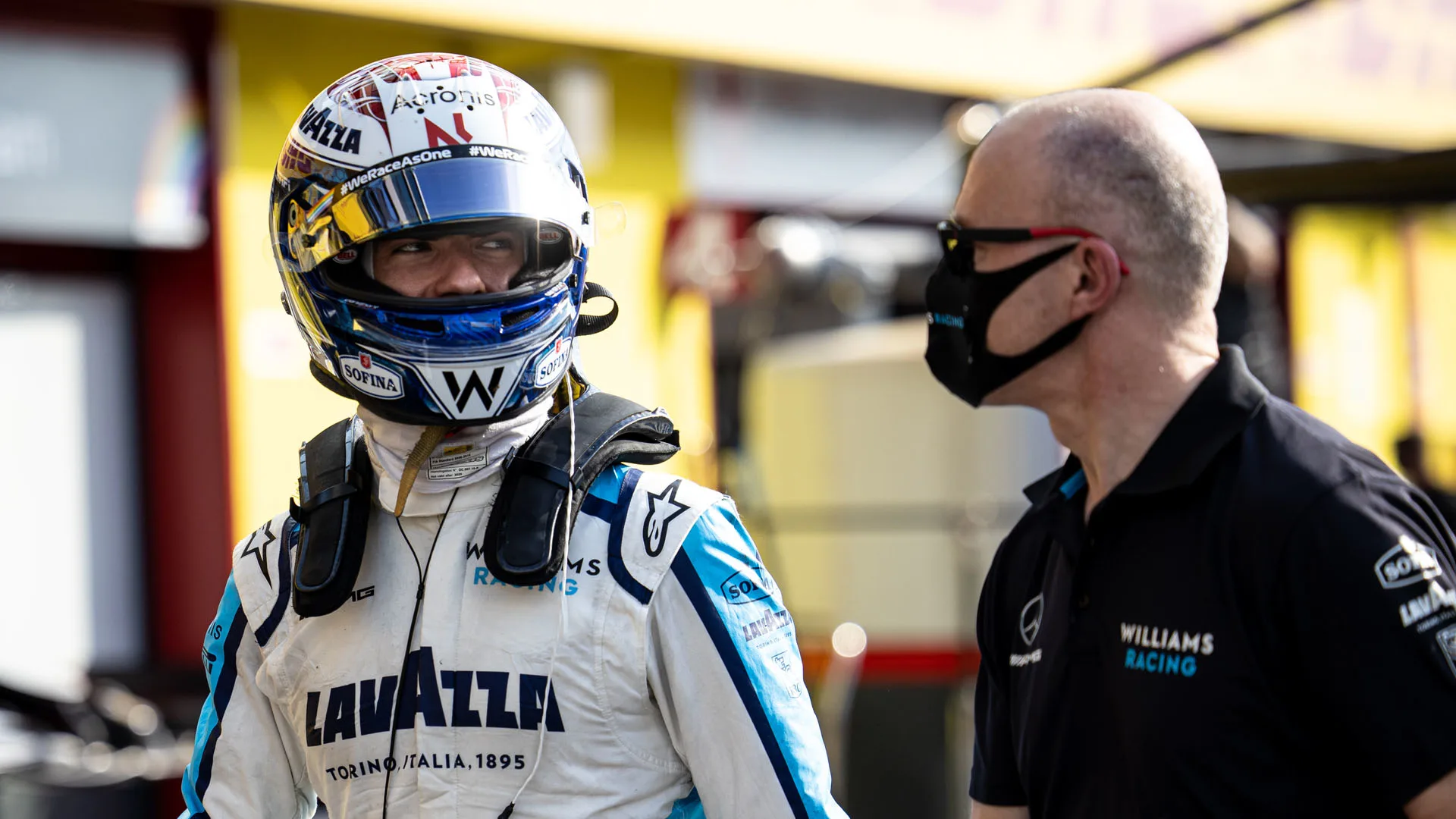 Nicholas Latifi (CDN) Williams Racing with Simon Roberts (GBR) Williams Racing F1 Acting Team