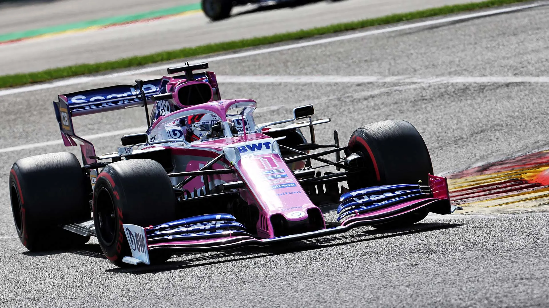 Sergio Perez (MEX) Racing Point F1 Team RP19.
01.09.2019. Formula 1 World Championship, Rd 13, Belgian Grand Prix, Spa Francorchamps, Belgium, Race Day.
- www.xpbimages.com, EMail: requests@xpbimages.com - copy of publication required for printed pictures. Every used picture is fee-liable. Â© Copyright: Batchelor / XPB Images