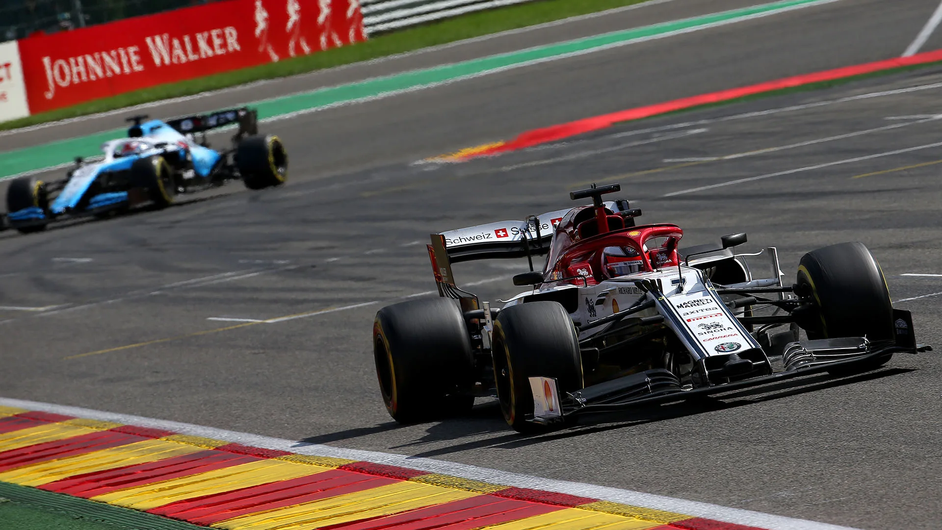 Kimi Raikkonen (FIN) Sauber C37.
01.09.2019. Formula 1 World Championship, Rd 13, Belgian Grand Prix, Spa Francorchamps, Belgium, Race Day.
- www.xpbimages.com, EMail: requests@xpbimages.com - copy of publication required for printed pictures. Every used picture is fee-liable. Â© Copyright: Batchelor / XPB Images