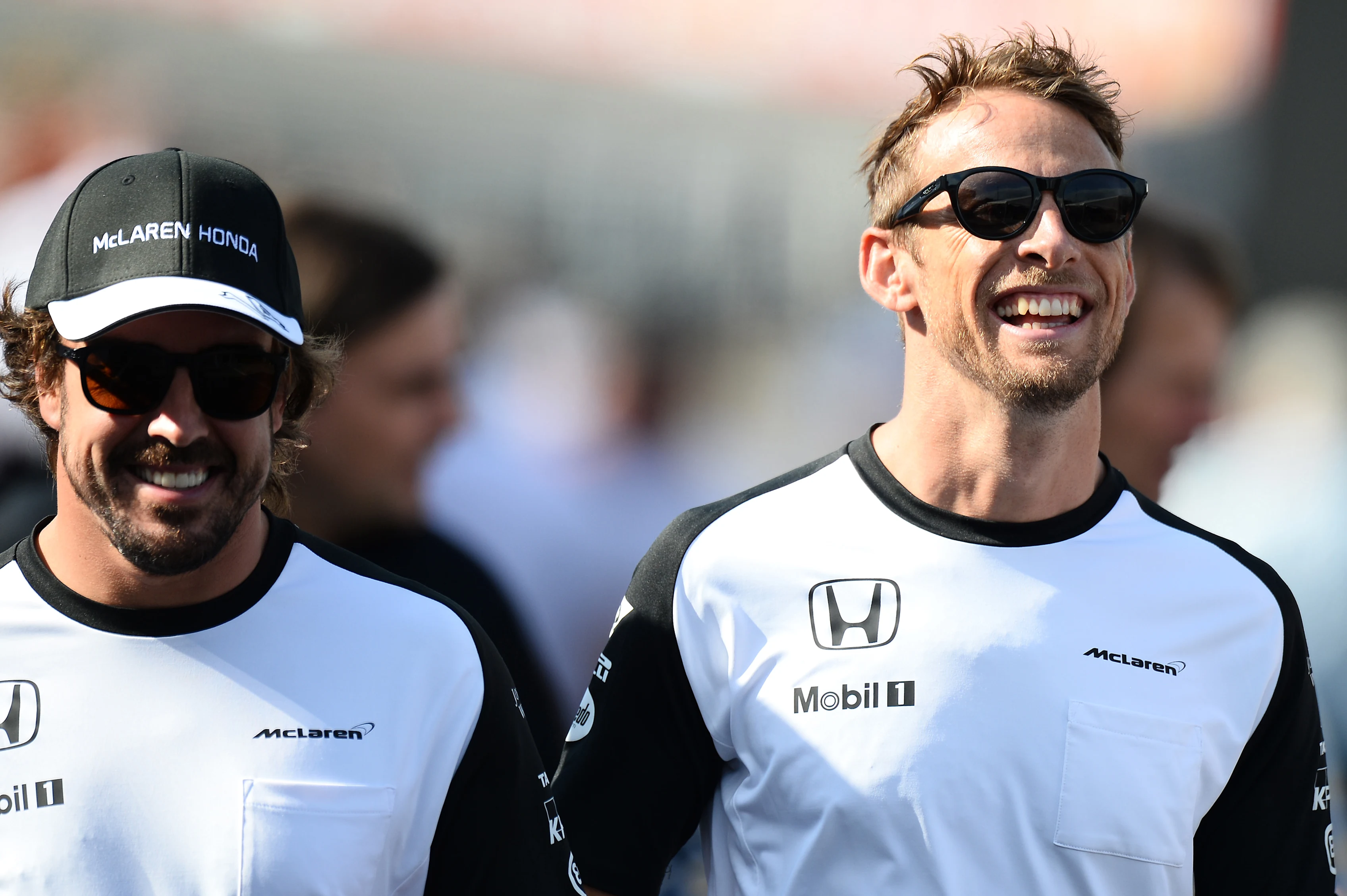 Fernando Alonso (ESP) McLaren and Jenson Button (GBR) McLaren at Formula One World Championship,
