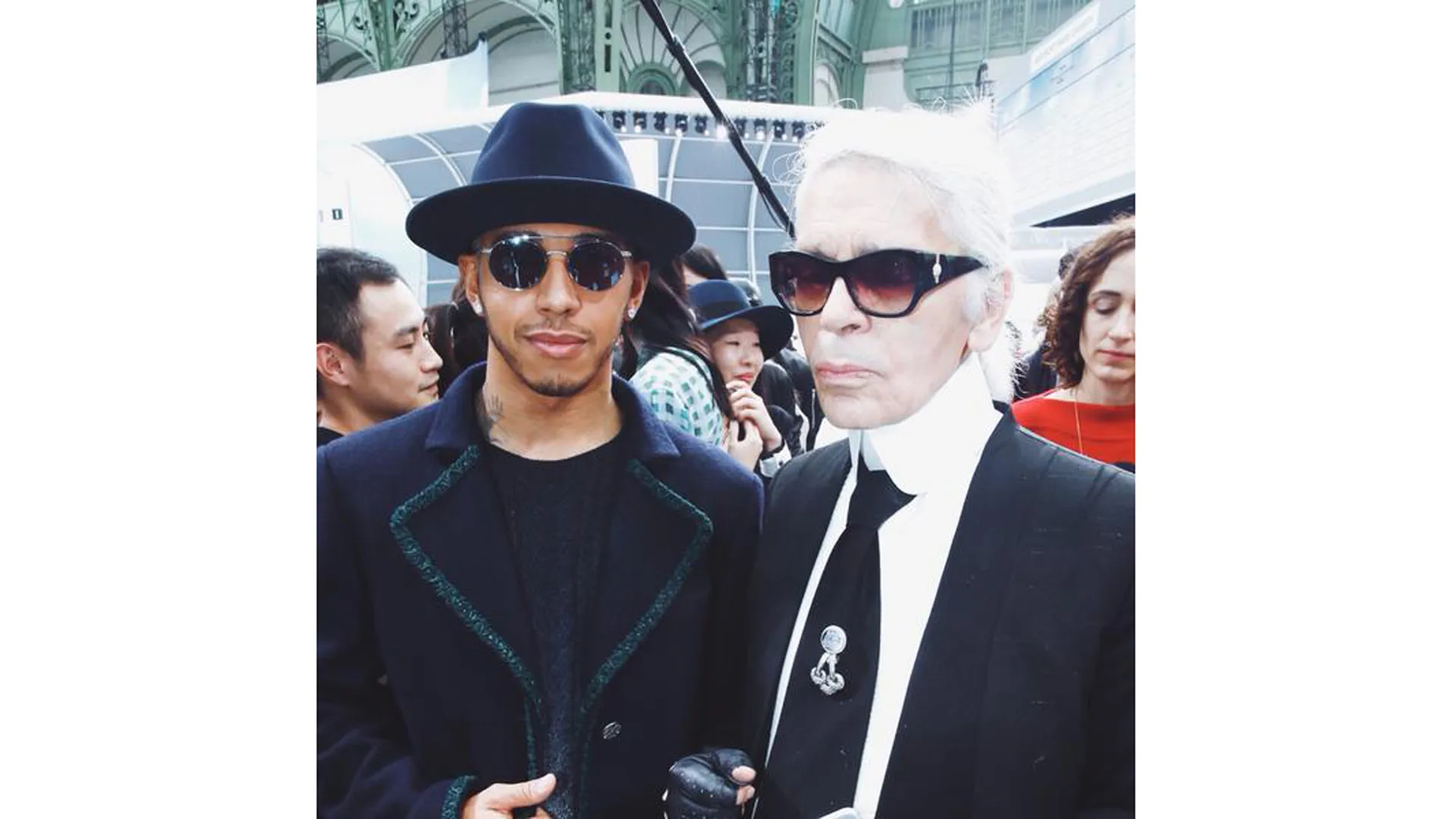 Mercedes' Lewis Hamilton with legendary fashion designer Karl Lagerfeld © Lewis Hamiton