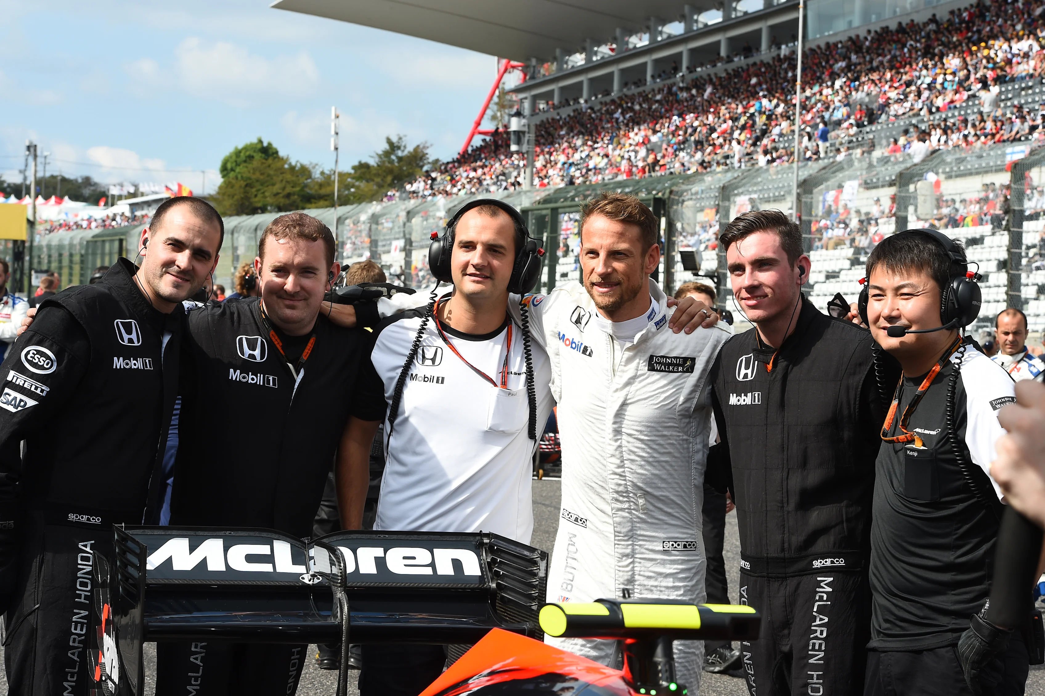 Jenson Button (GBR) McLaren on the grid on the grid at Formula One World Championship, Rd14,