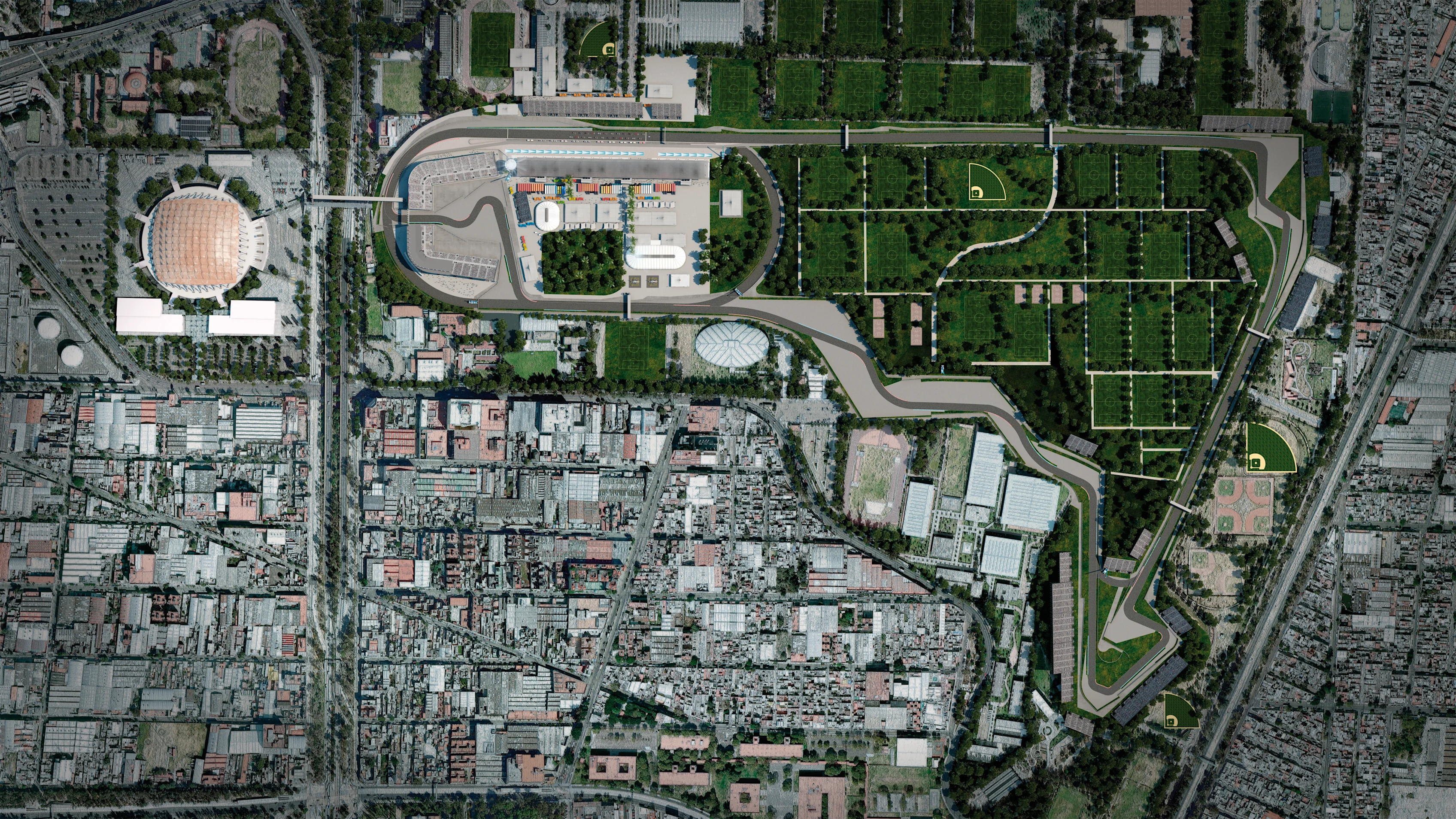 An artist's rendering of the Autodromo Hermanos Rodriguez © Tilke GmbH & Co. KG