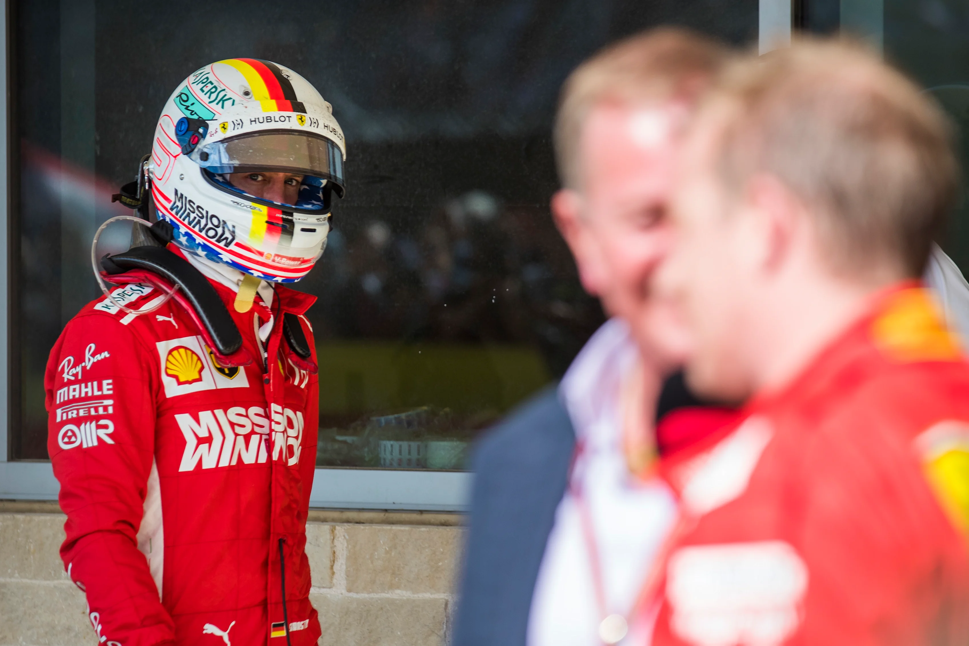 CIRCUIT OF THE AMERICAS, UNITED STATES OF AMERICA - OCTOBER 21: Sebastian Vettel, Ferrari, looks
