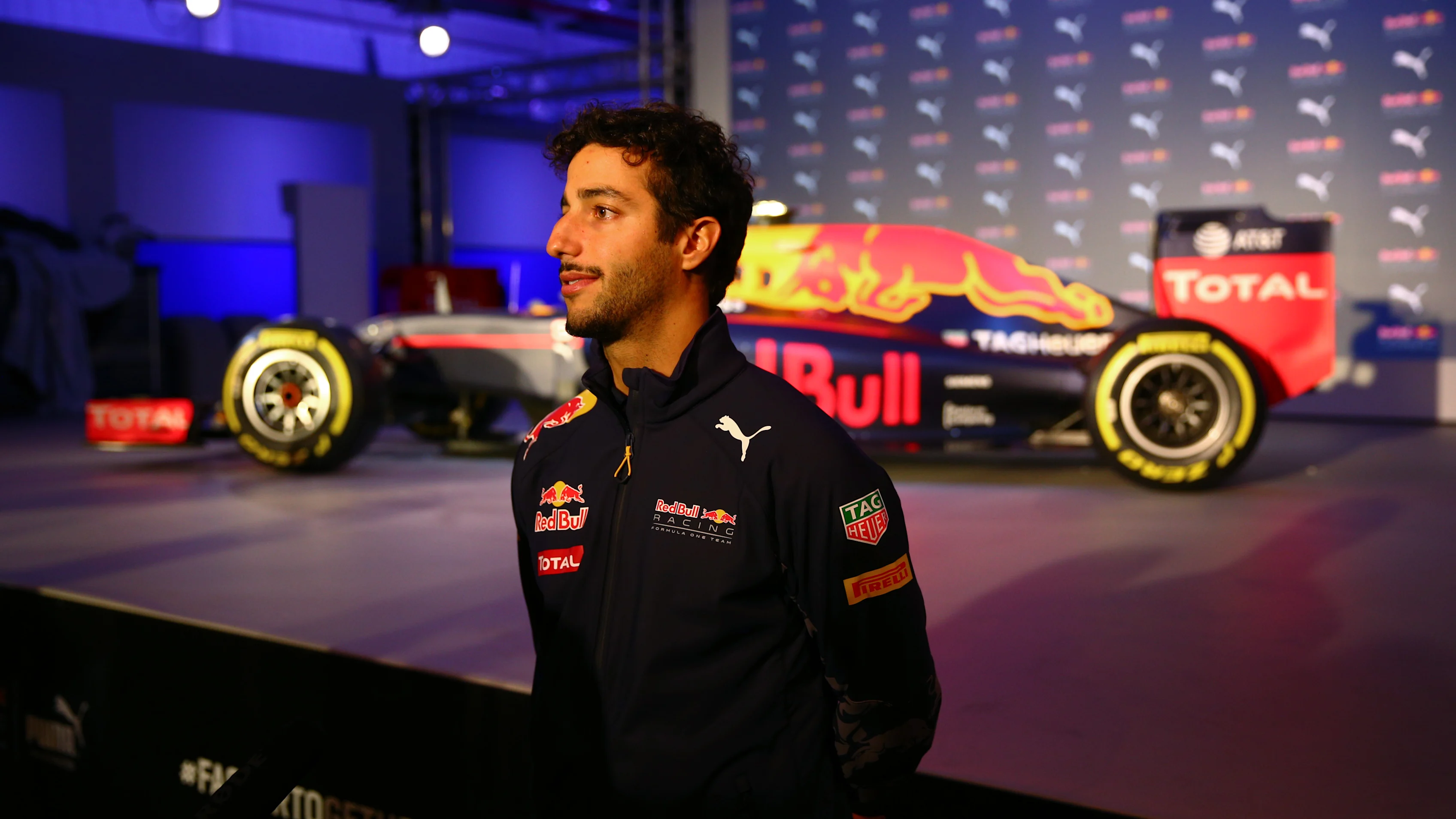 LONDON, ENGLAND - FEBRUARY 17:  Daniel Ricciardo of Australia and Red Bull Racing speaks with