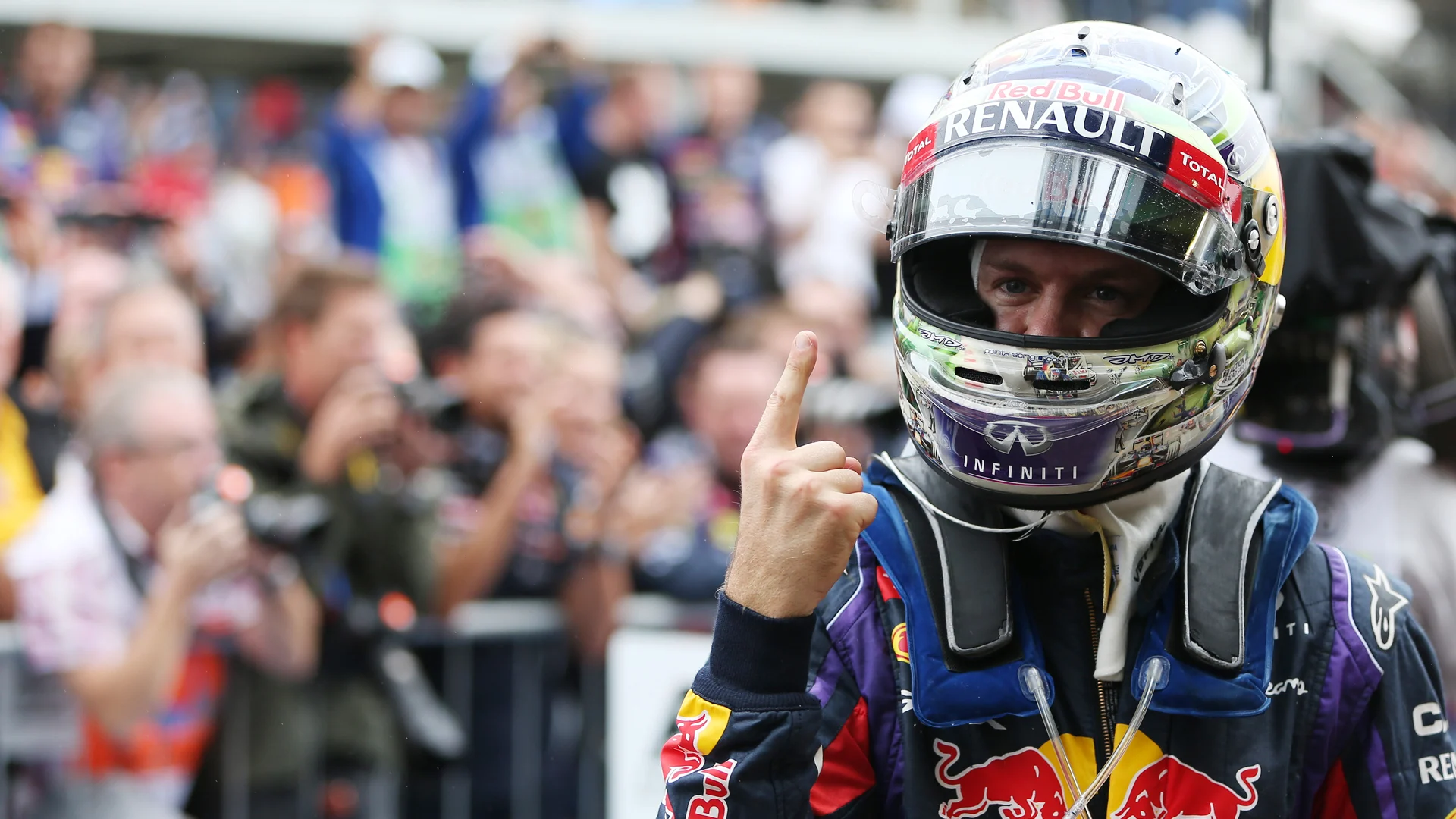 Race winner Sebastian Vettel (GER) Red Bull Racing celebrates in parc ferme. Formula One World