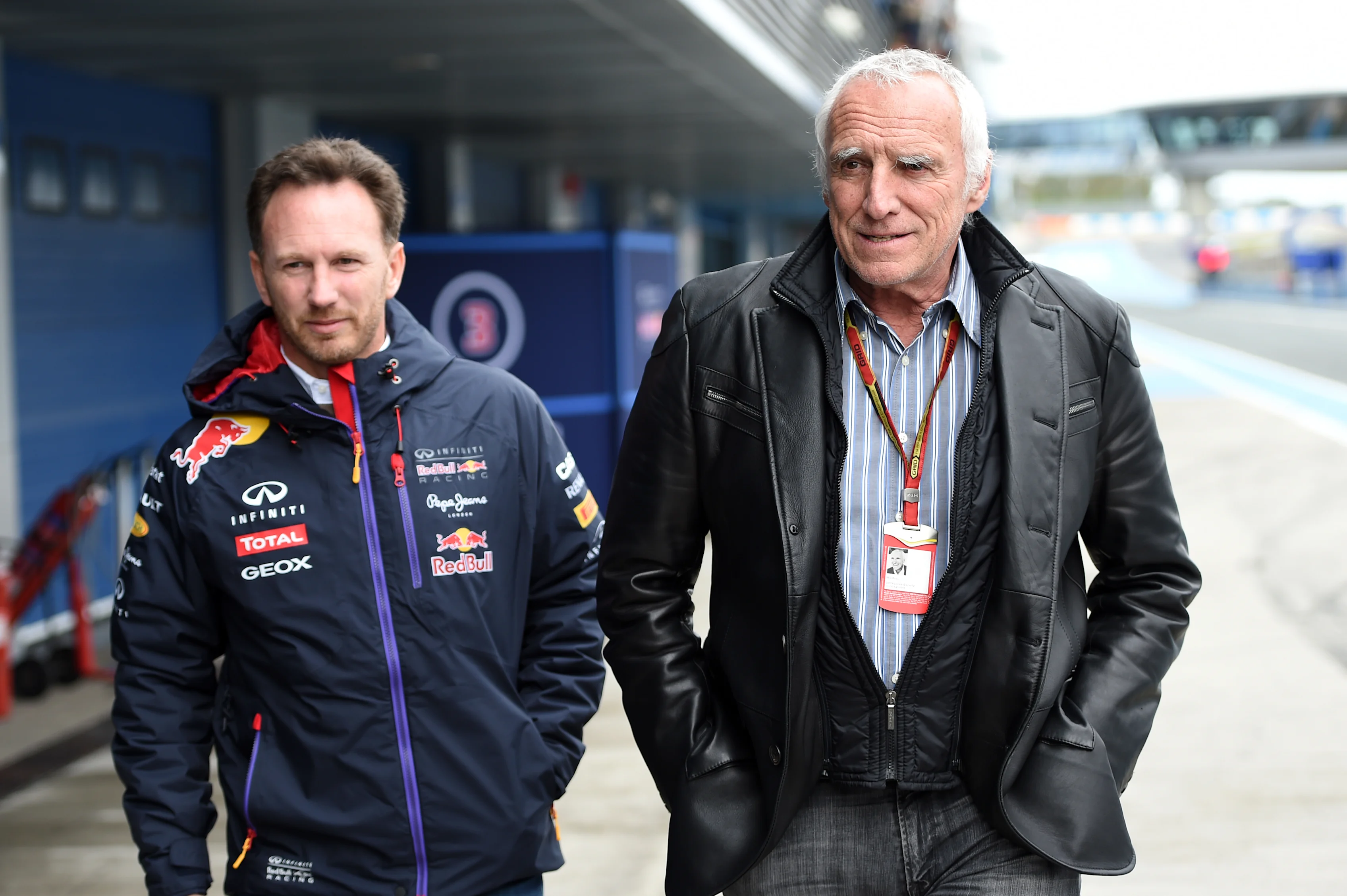 (L to R): Christian Horner (GBR) Red Bull Racing Team Principal and Dietrich Mateschitz (AUT) CEO