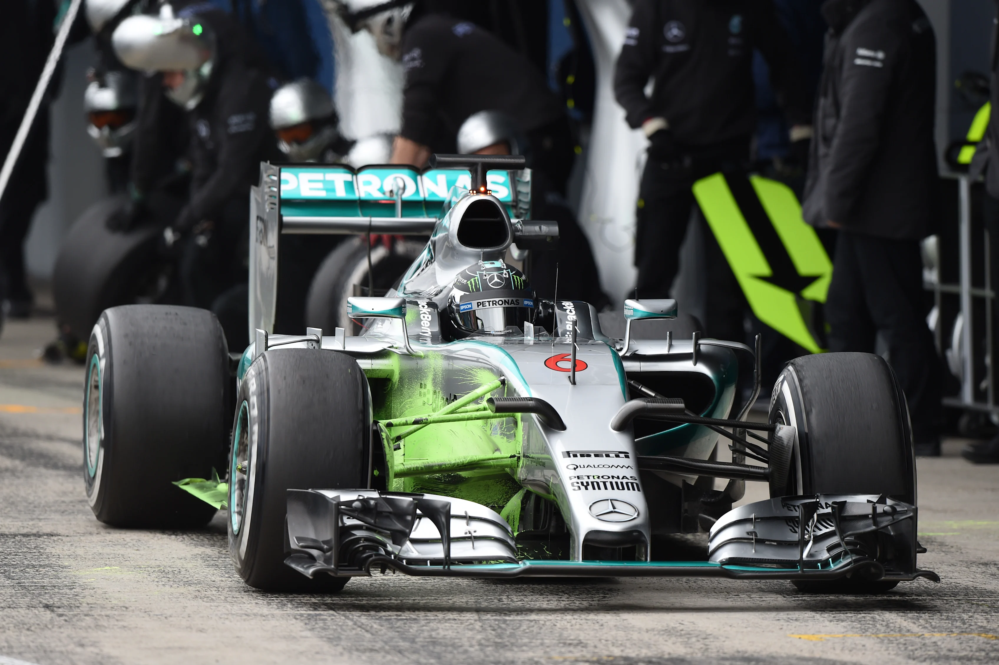 Nico Rosberg (GER) Mercedes AMG F1 makes a pit-stop at Formula One Testing, Day Three, Jerez,