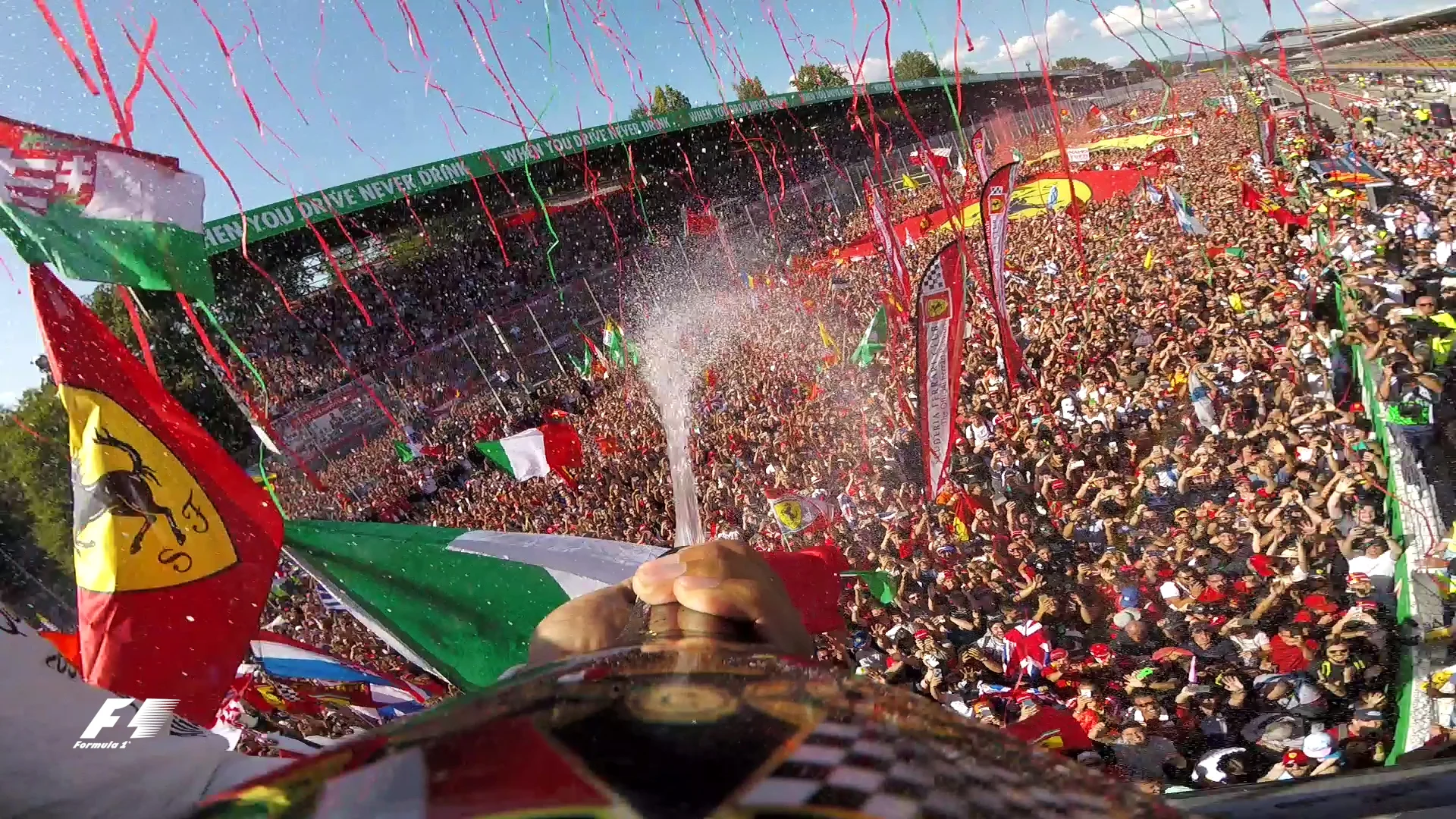 Champagne moment: Hamilton's unique view from the Monza