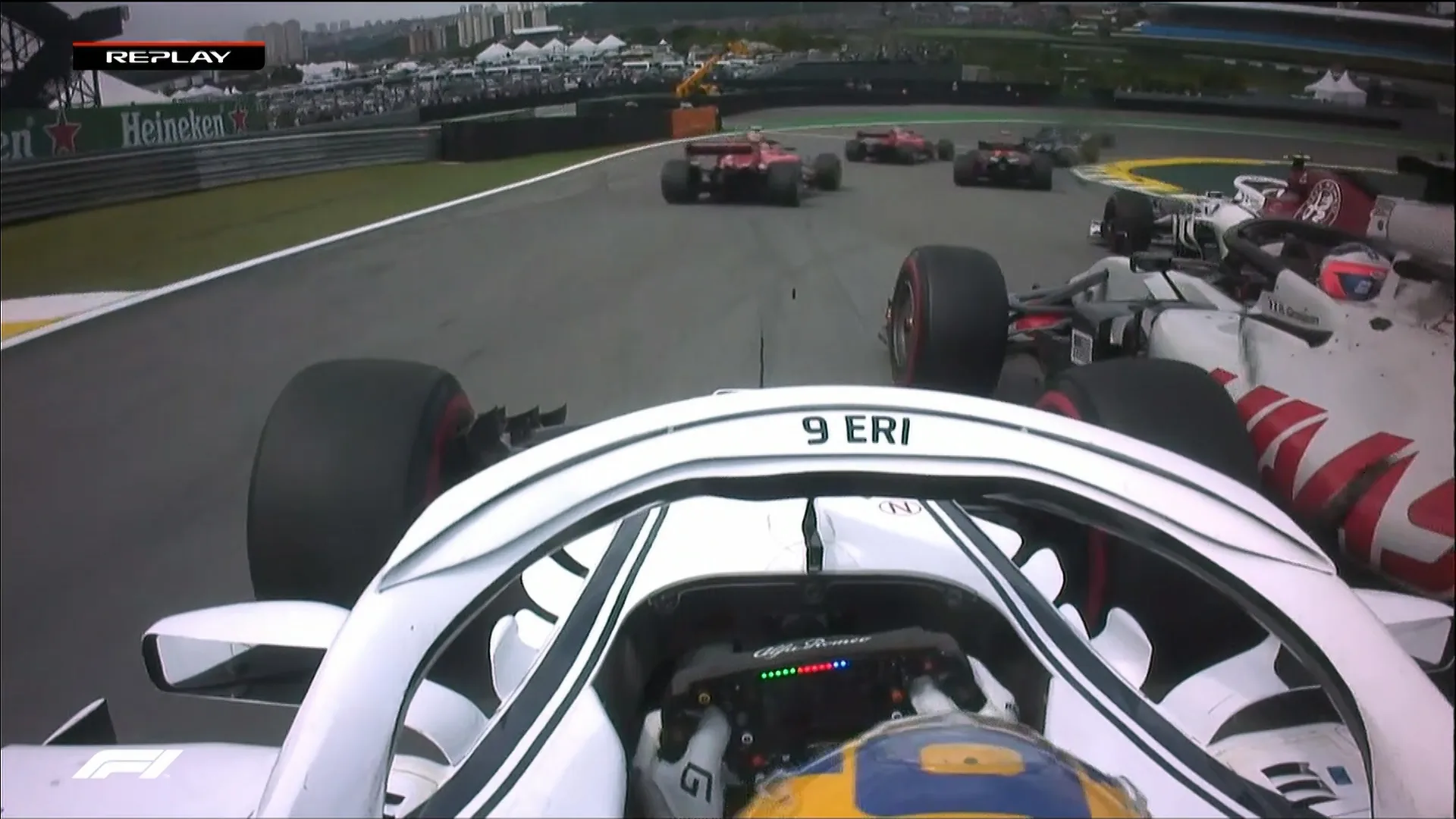 RACE: Grosjean and Ericsson make early contact at Interlagos