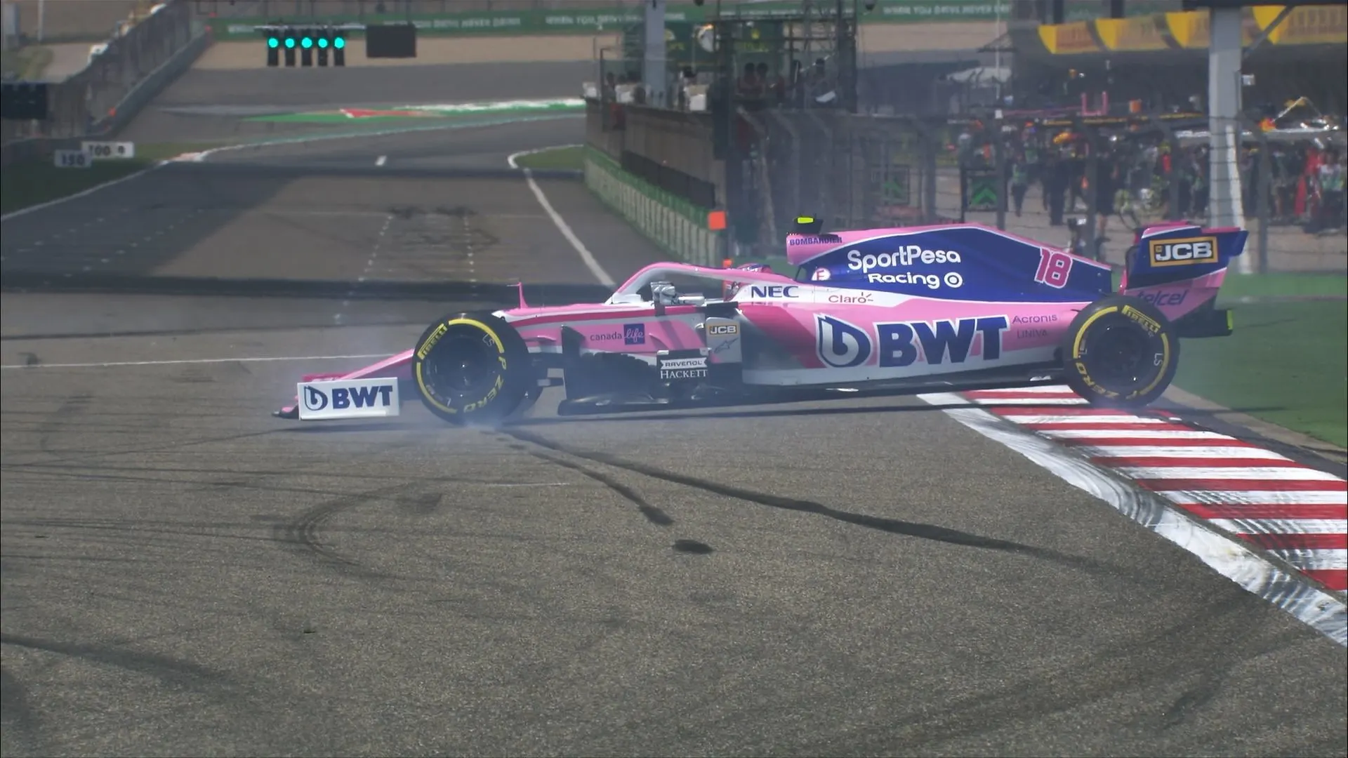 FP1: Stroll spins through final corner