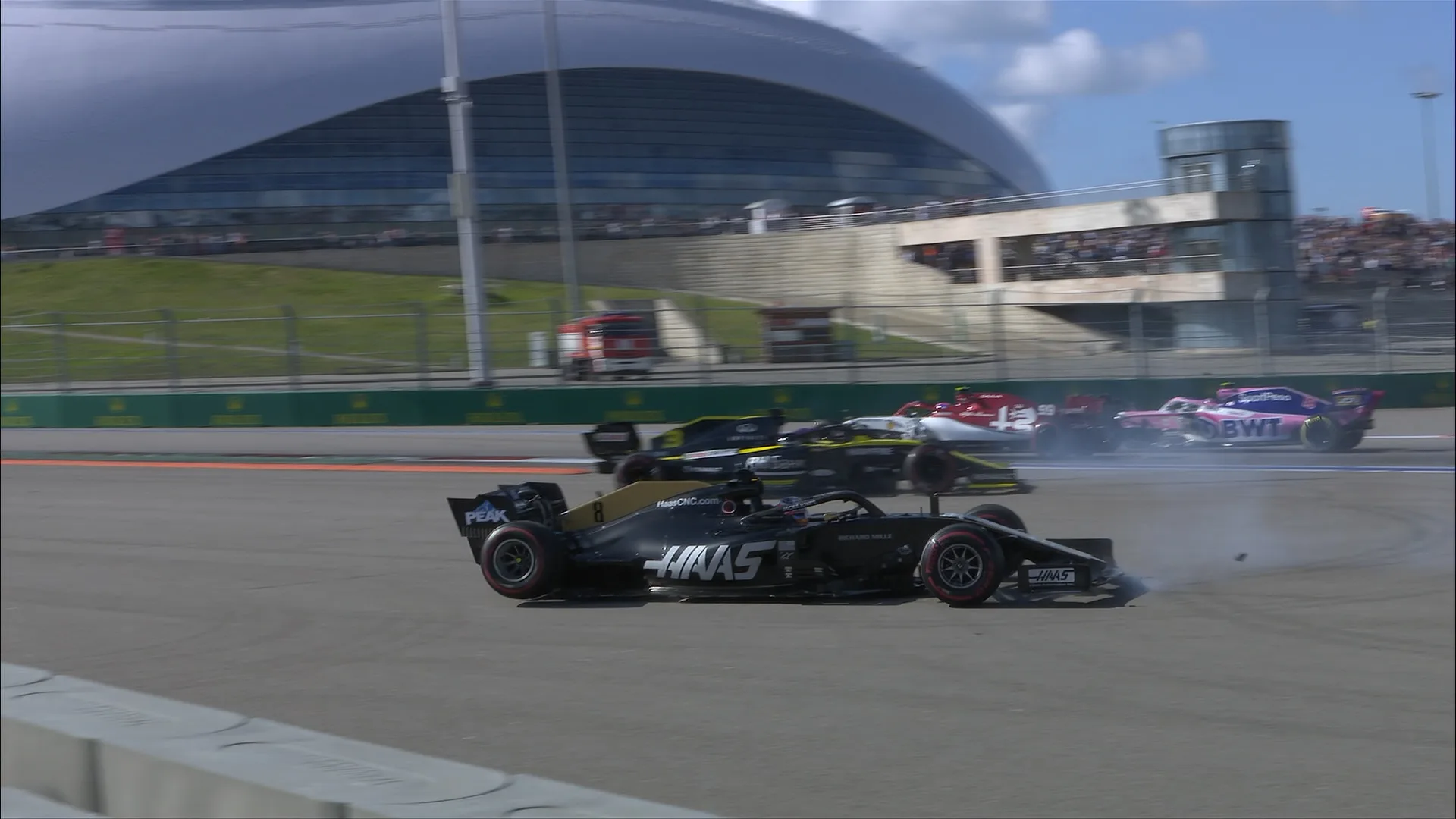 Russian GP: Grosjean retires on Lap 1 after three-car collision