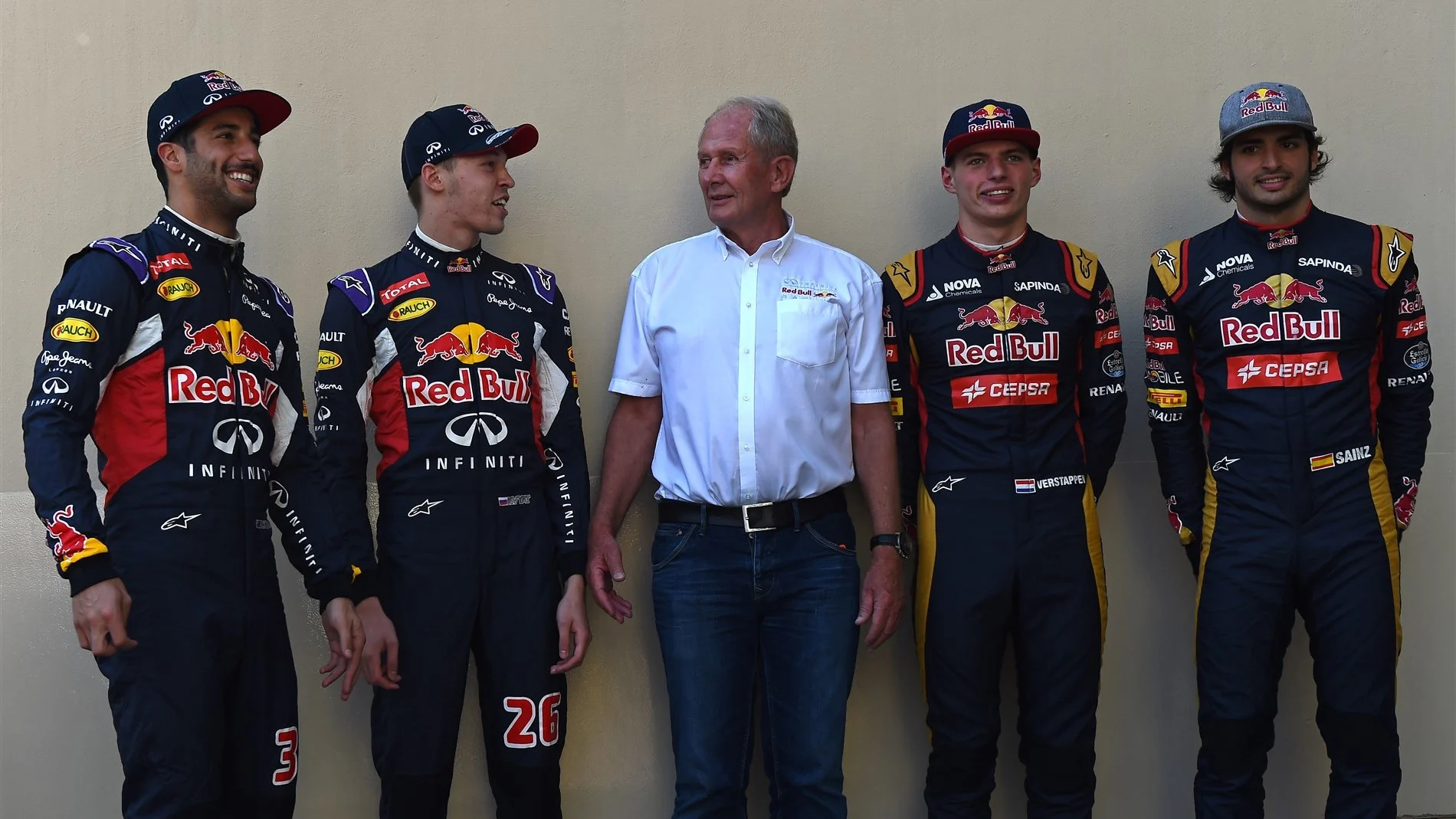 Dr Helmut Marko (AUT) Red Bull Motorsport Consultant with Daniel Ricciardo (AUS) Red Bull Racing,