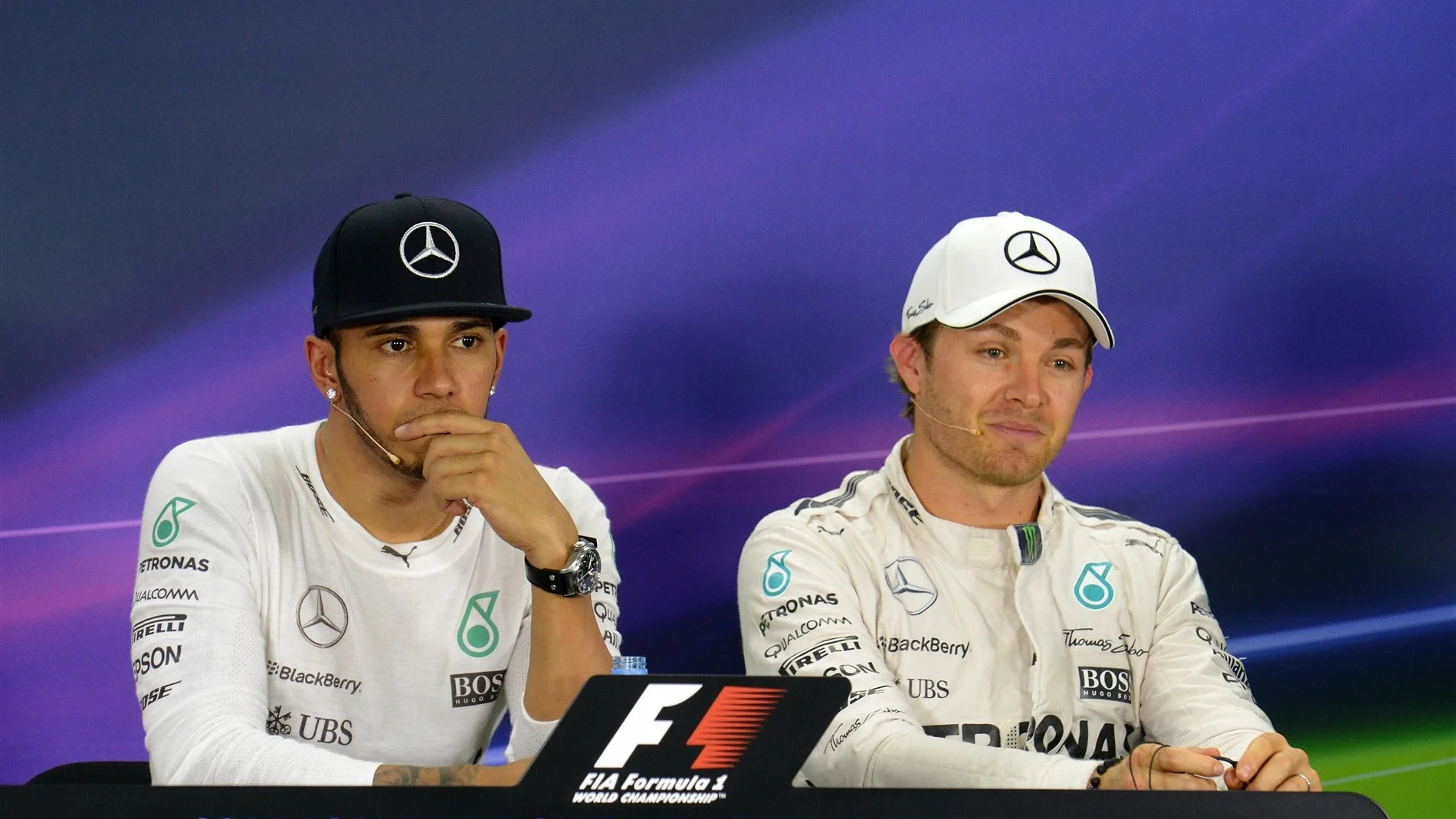 Lewis Hamilton (GBR) Mercedes AMG F1 and Nico Rosberg (GER) Mercedes AMG F1 at Formula One World