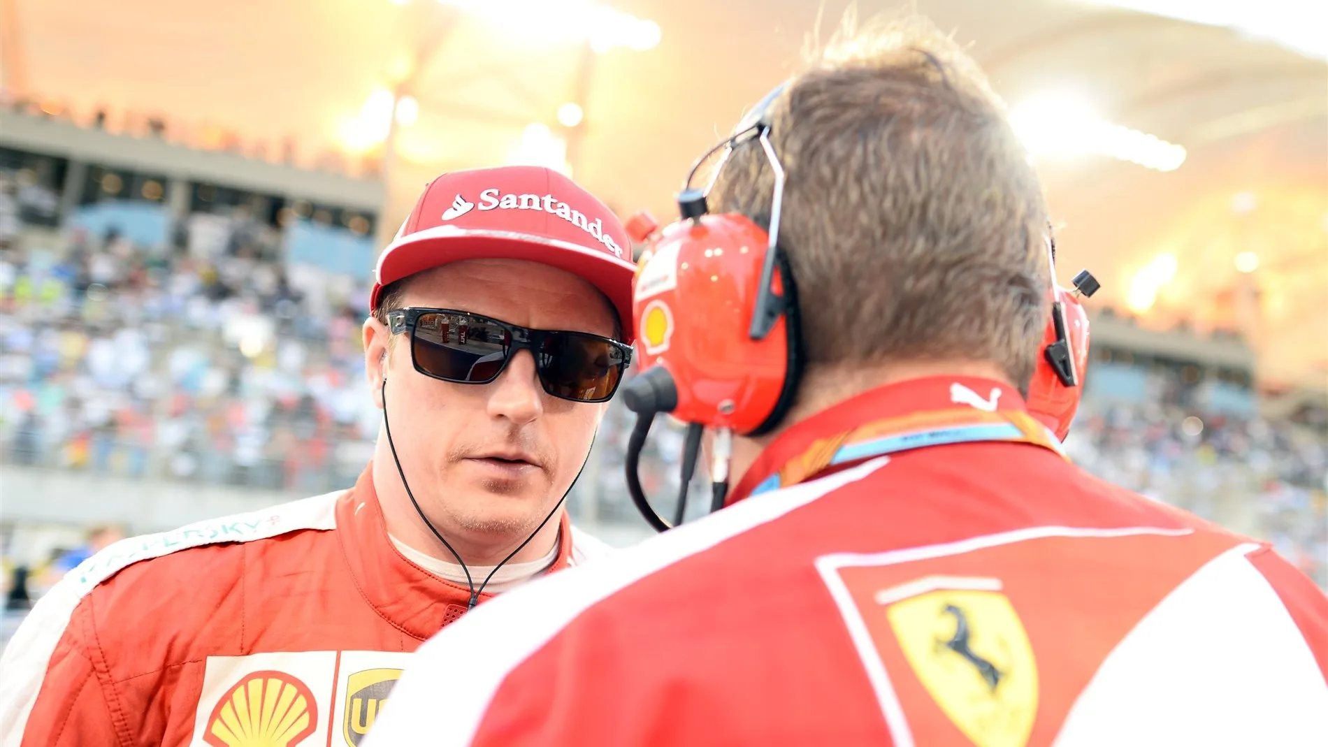 Kimi Raikkonen (FIN) Ferrari on the grid at Formula One World Championship, Rd4, Bahrain Grand Prix Race, Bahrain International Circuit, Sakhir, Bahrain, Sunday 19  April 2015. © Sutton Motorsport Images