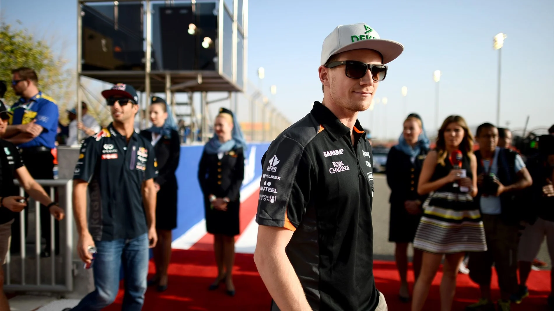 Nico Hulkenberg (GER) Force India F1 during the drivers parade at Formula One World Championship, Rd4, Bahrain Grand Prix Race, Bahrain International Circuit, Sakhir, Bahrain, Sunday 19  April 2015. © Sutton Motorsport Images