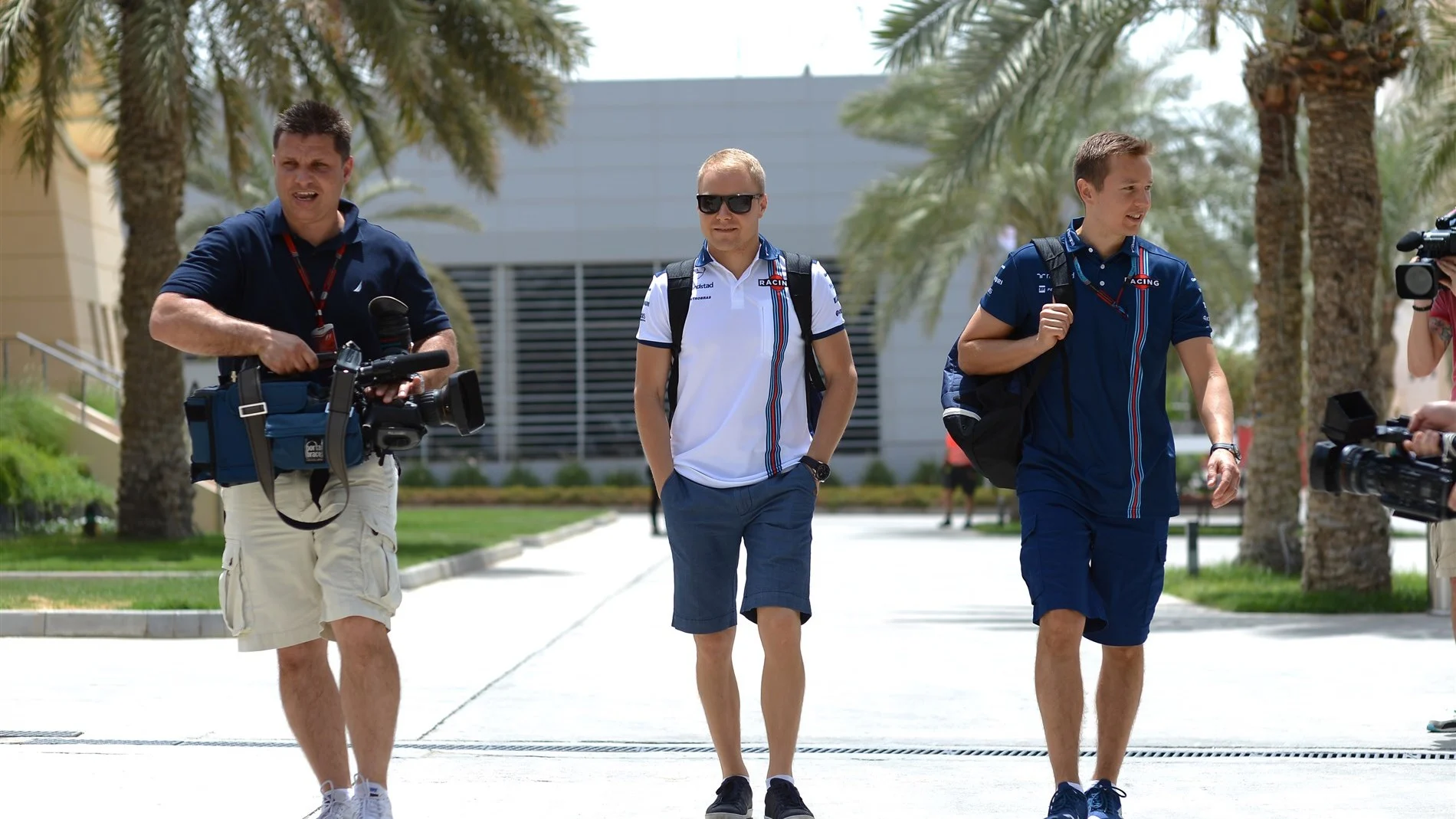 Valtteri Bottas (FIN) Williams with Antti Vierula (FIN) trainer at Formula One World Championship, Rd4, Bahrain Grand Prix Preparations, Bahrain International Circuit, Sakhir, Bahrain, Thursday 16  April 2015. © Sutton Motorsport Images