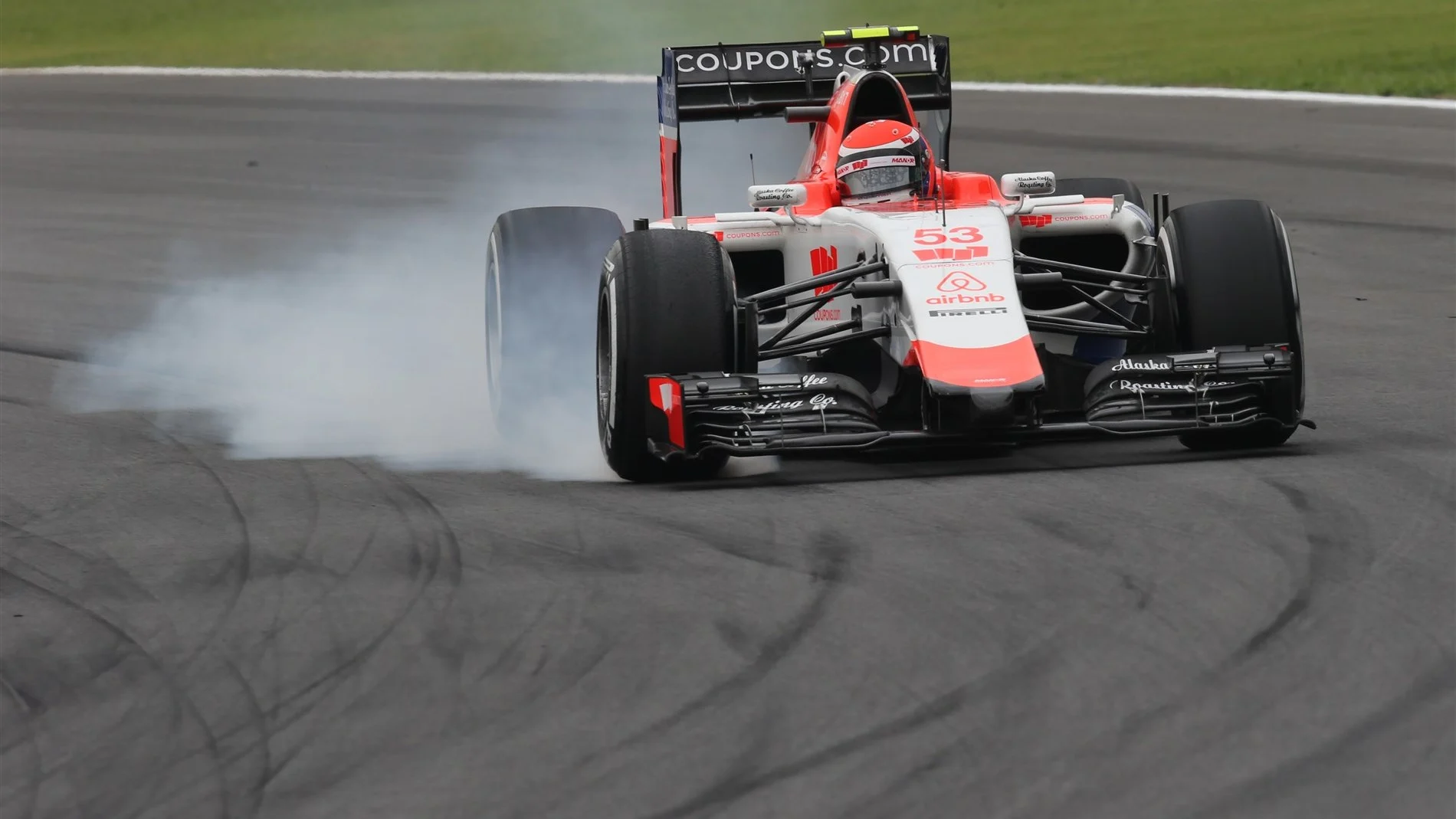 Alexander Rossi (USA) Manor GP locks up at Formula One World Championship, Rd18, Brazilian Grand