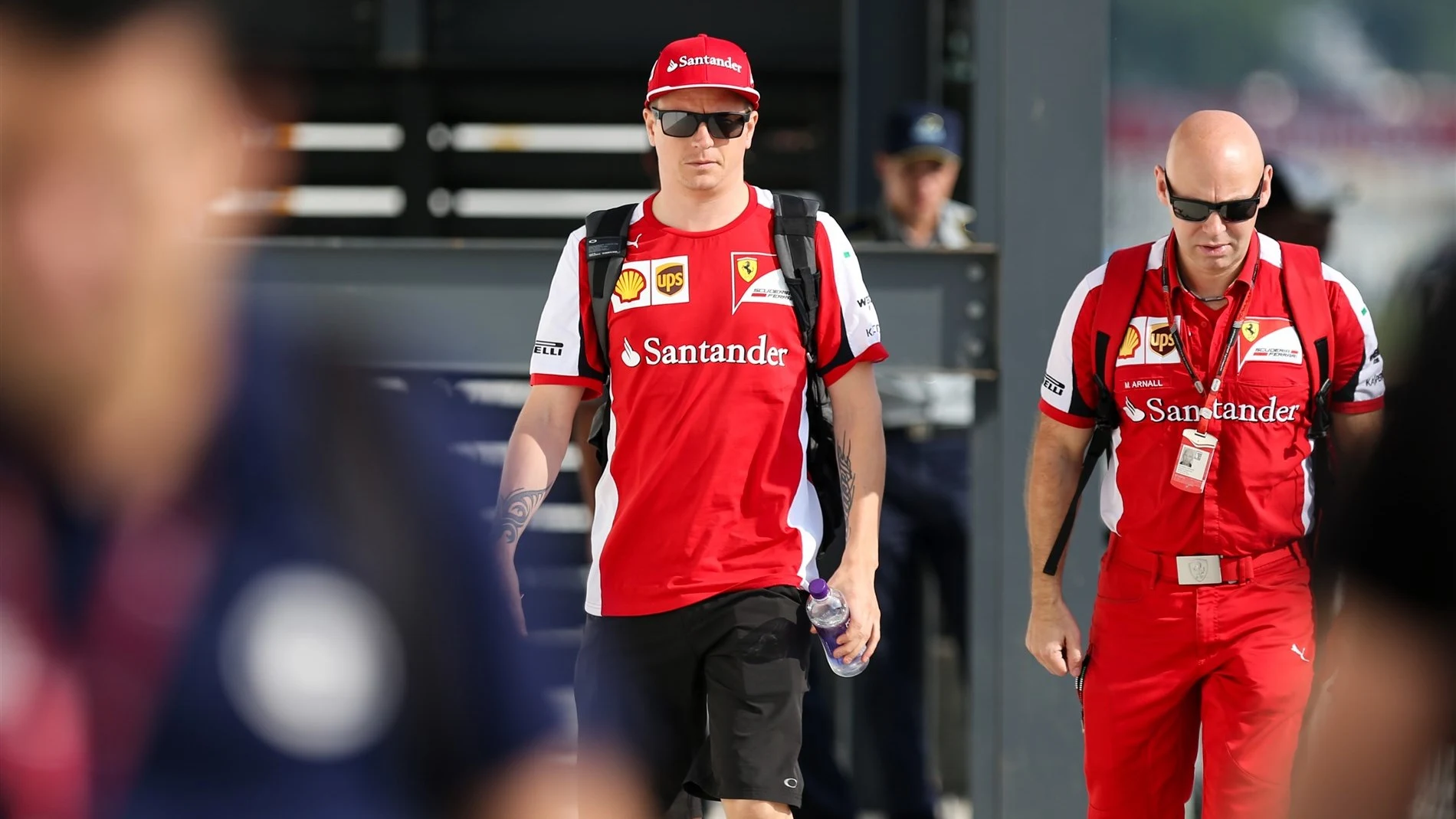 Kimi Raikkonen (FIN) Ferrari with his trainer Mark Arnall (GBR) at Formula One World Championship, Rd18, Brazilian Grand Prix, Practice, Interlagos, Sao Paulo, Brazil, Friday 13 November 2015. © Sutton Motorsport Images
