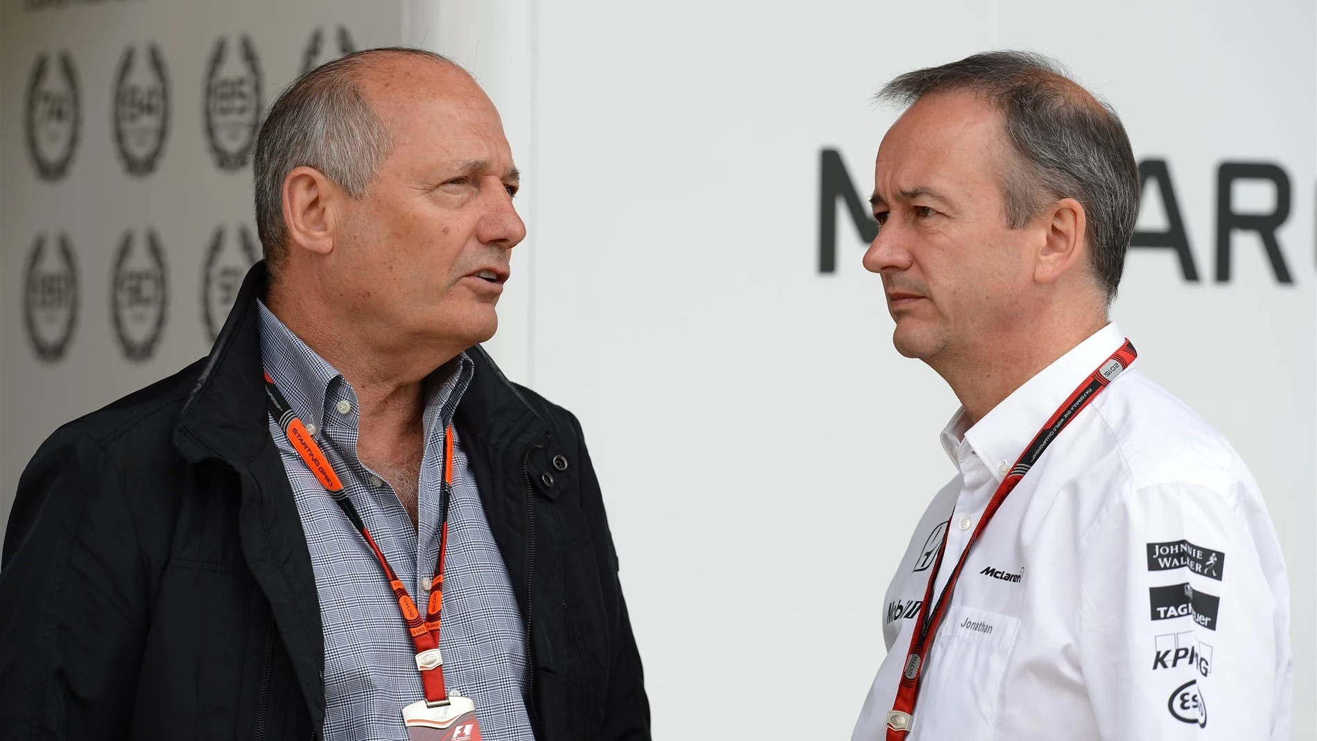 Ron Dennis (GBR) McLaren Executive Chairman and Jonathan Neale (GBR) McLaren Managing Director at Formula One World Championship, Rd9, British Grand Prix, Race, Silverstone, England, Sunday 5 July 2015. © Sutton Motorsport Images