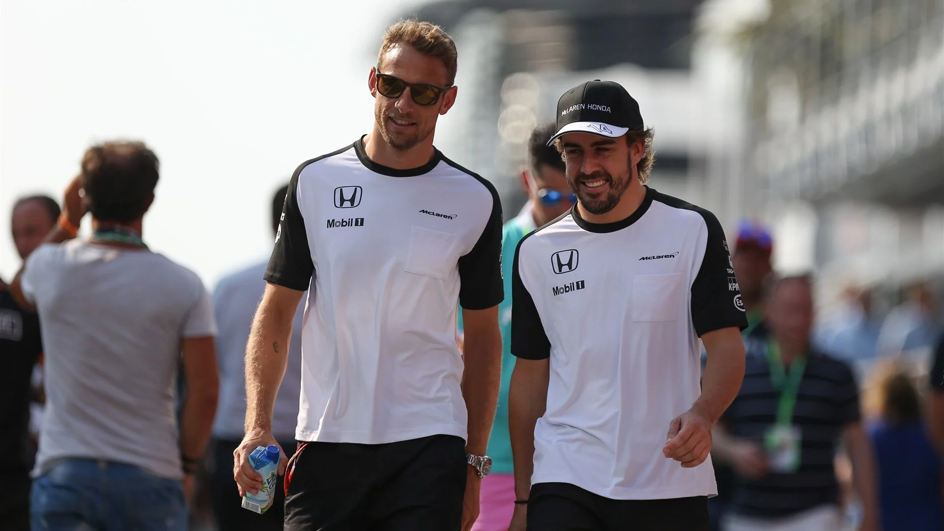 Jenson Button (GBR) McLaren and Fernando Alonso (ESP) McLaren at Formula One World Championship,