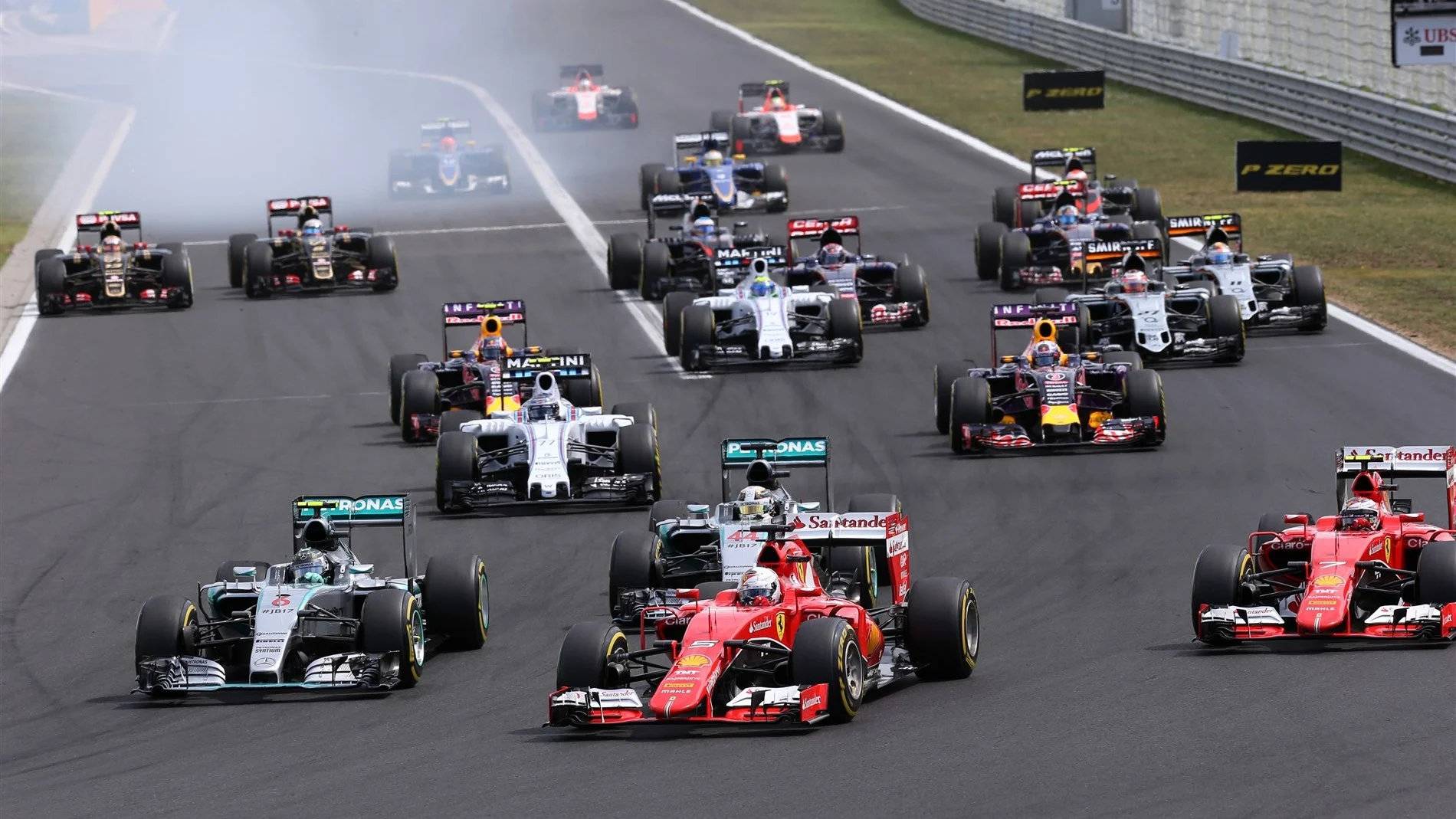 Nico Rosberg (GER) Mercedes AMG F1 W06, Lewis Hamilton (GBR) Mercedes AMG F1 W06, Sebastian Vettel