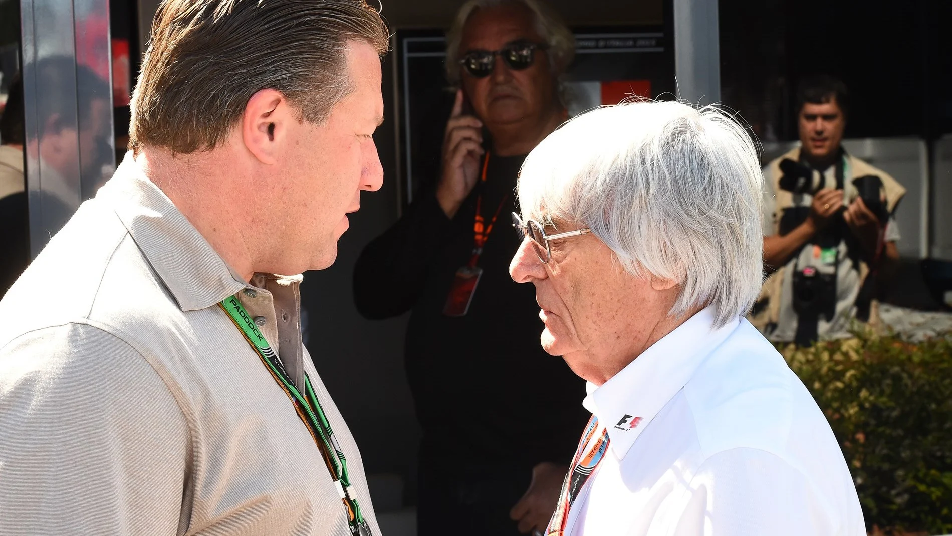 Bernie Ecclestone (GBR) CEO Formula One Group (FOM) and Zak Brown (USA) Founder & CEO Just
