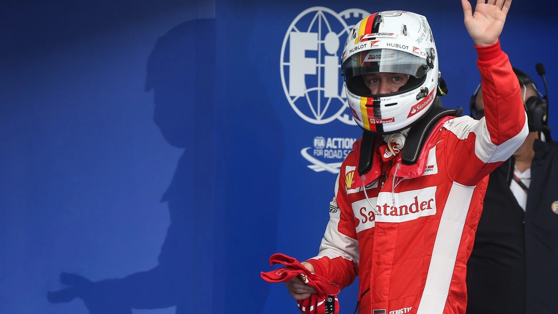 Sebastian Vettel (GER) Ferrari celebrates in parc ferme at Formula One World Championship, Rd2,