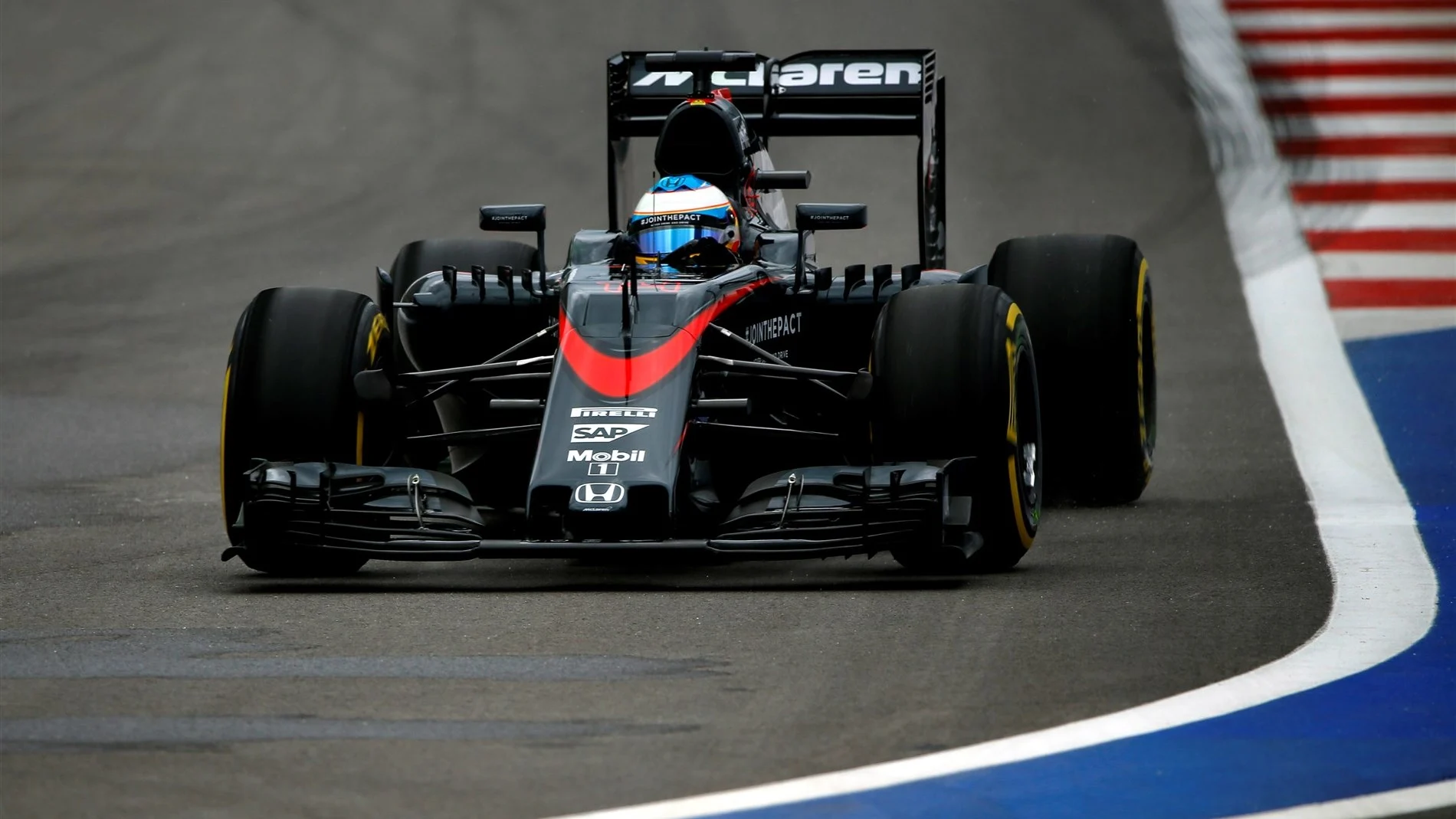 Fernando Alonso (ESP) McLaren MP4-30 at Formula One World Championship, Rd15, Russian Grand Prix, Practice, Sochi Autodrom, Sochi, Krasnodar Krai, Russia, Friday 9 October 2015. © Sutton Motorsport Images