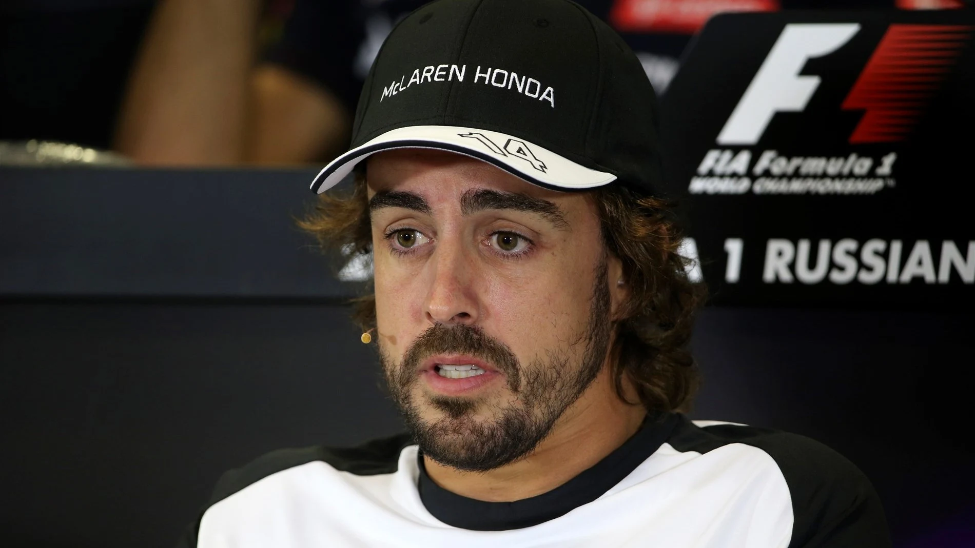 Fernando Alonso (ESP) McLaren in the press conference at Formula One World Championship, Rd15, Russian Grand Prix, Preparations, Sochi Autodrom, Sochi, Krasnodar Krai, Russia, Thursday 8 October 2015. © Sutton Motorsport Images