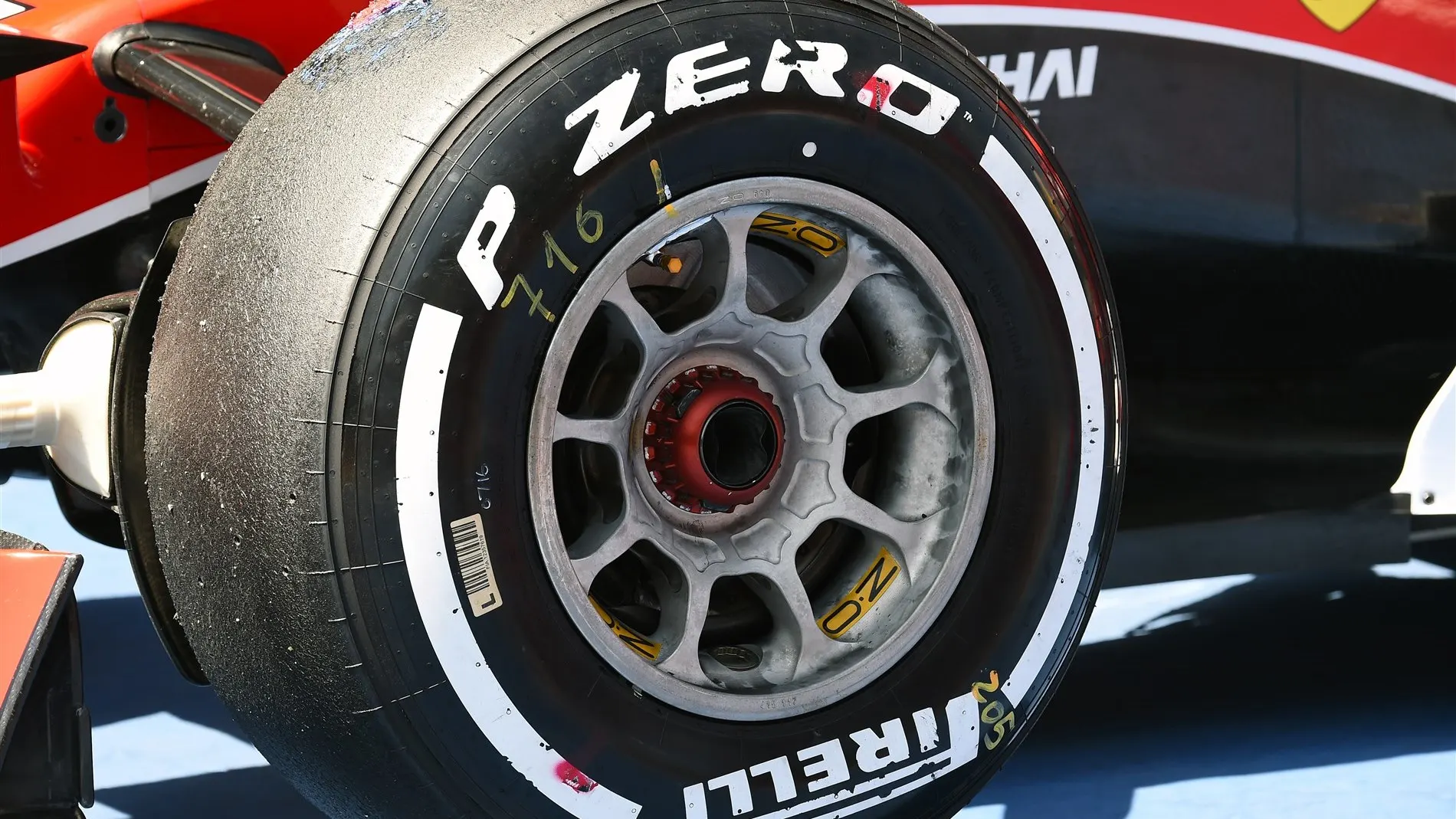 Ferrari SF15-T front wheel and Pirelli tyre at Formula One World Championship, Rd5, Spanish Grand