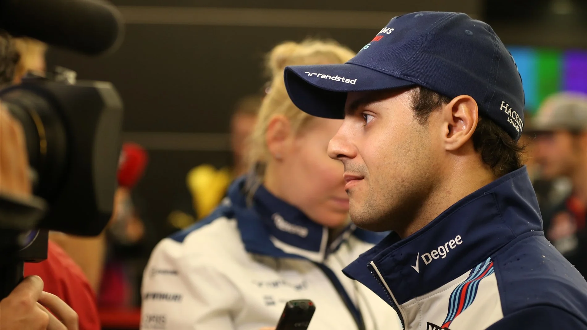 Felipe Massa (BRA) Williams talking to the media at Formula One World Championship, Rd16, United States  Grand Prix, Qualifying, Austin, Texas, USA, Saturday 24 October 2015. © Sutton Motorsport Images