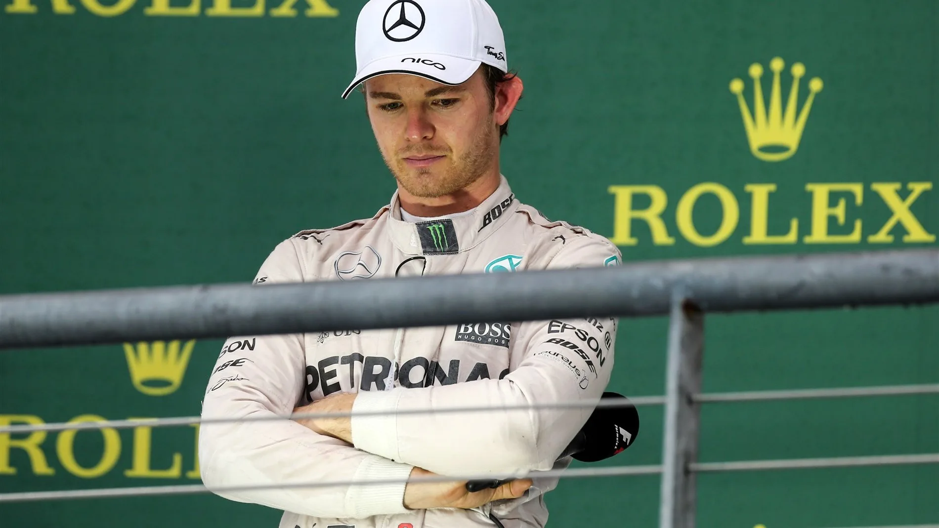 Nico Rosberg (GER) Mercedes AMG F1 on the podium at Formula One World Championship, Rd16, United