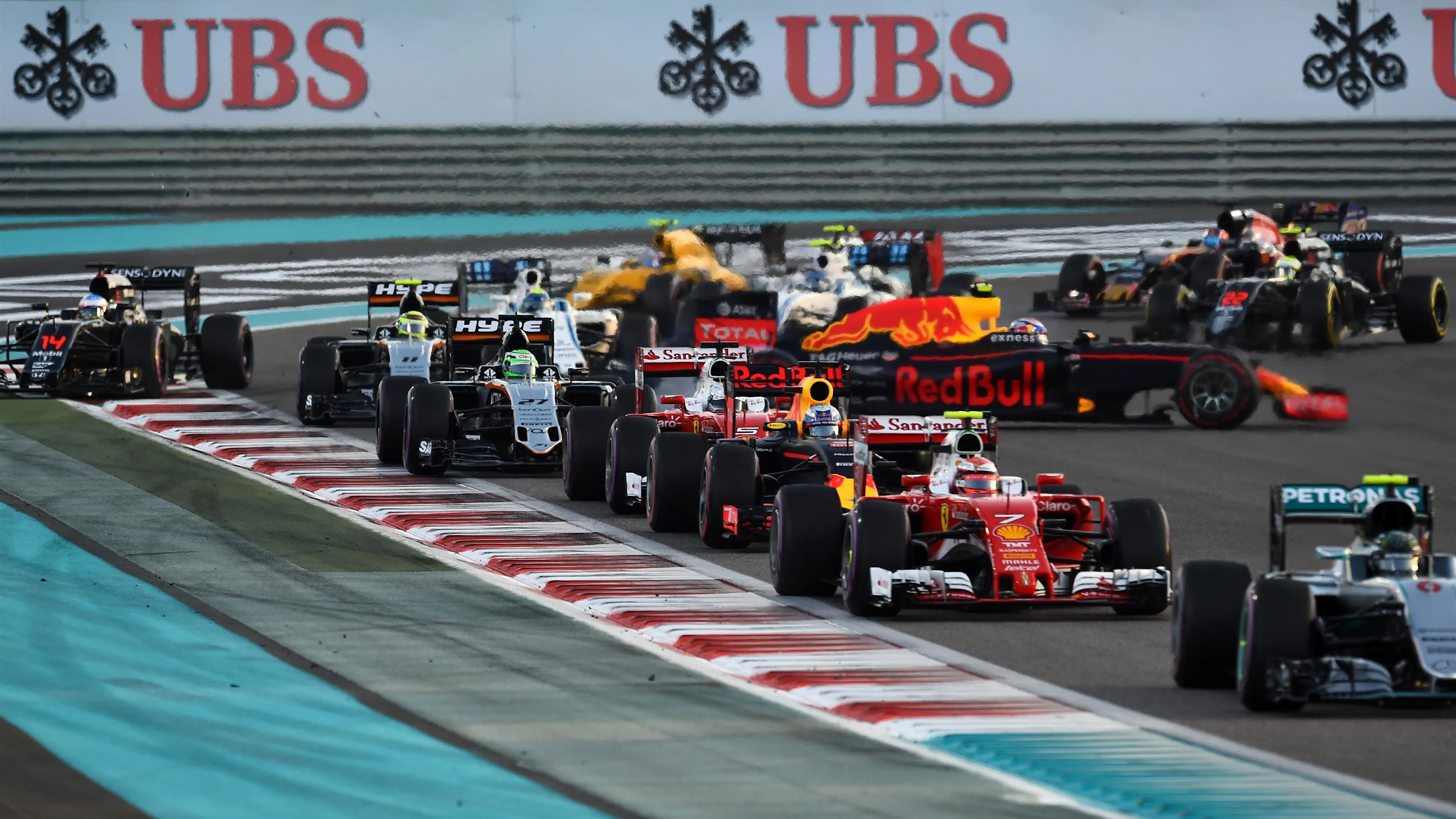 Max Verstappen (NED) Red Bull Racing RB12 spins at the start of the race at Formula One World