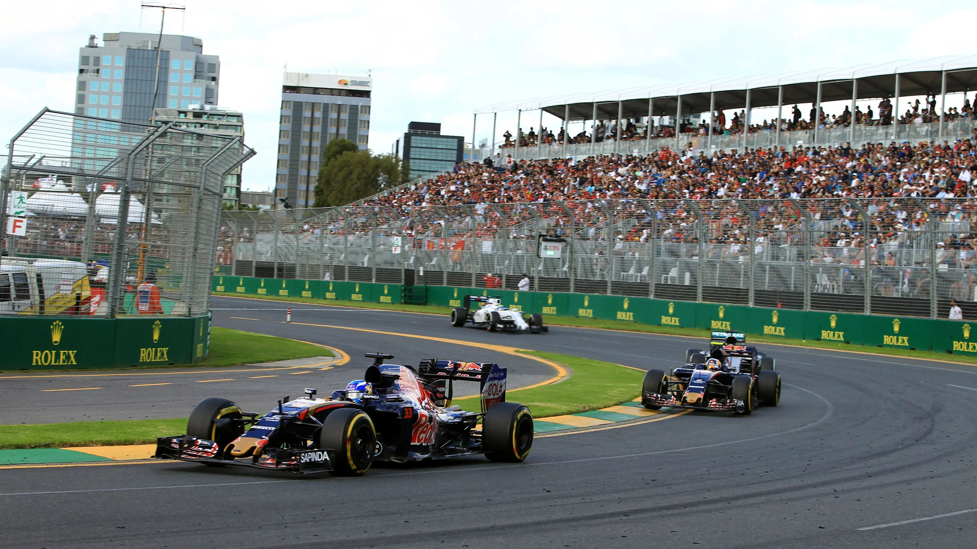 Max Verstappen (NED) Scuderia Toro Rosso STR11 and Carlos Sainz jr (ESP) Scuderia Toro Rosso STR11