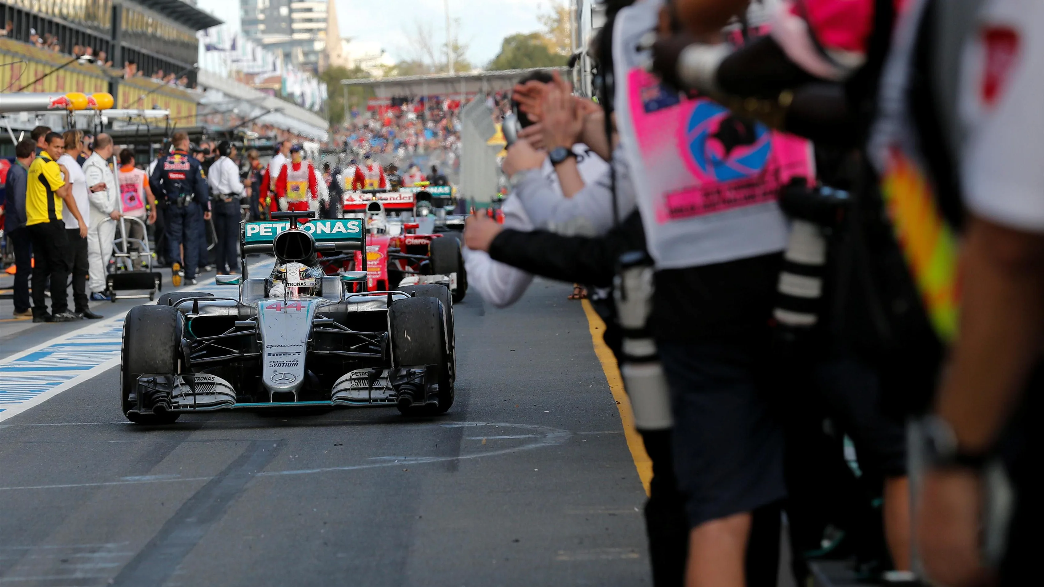 Lewis Hamilton (GBR) Mercedes-Benz F1 W07 Hybrid in parc ferme at Formula One World Championship,
