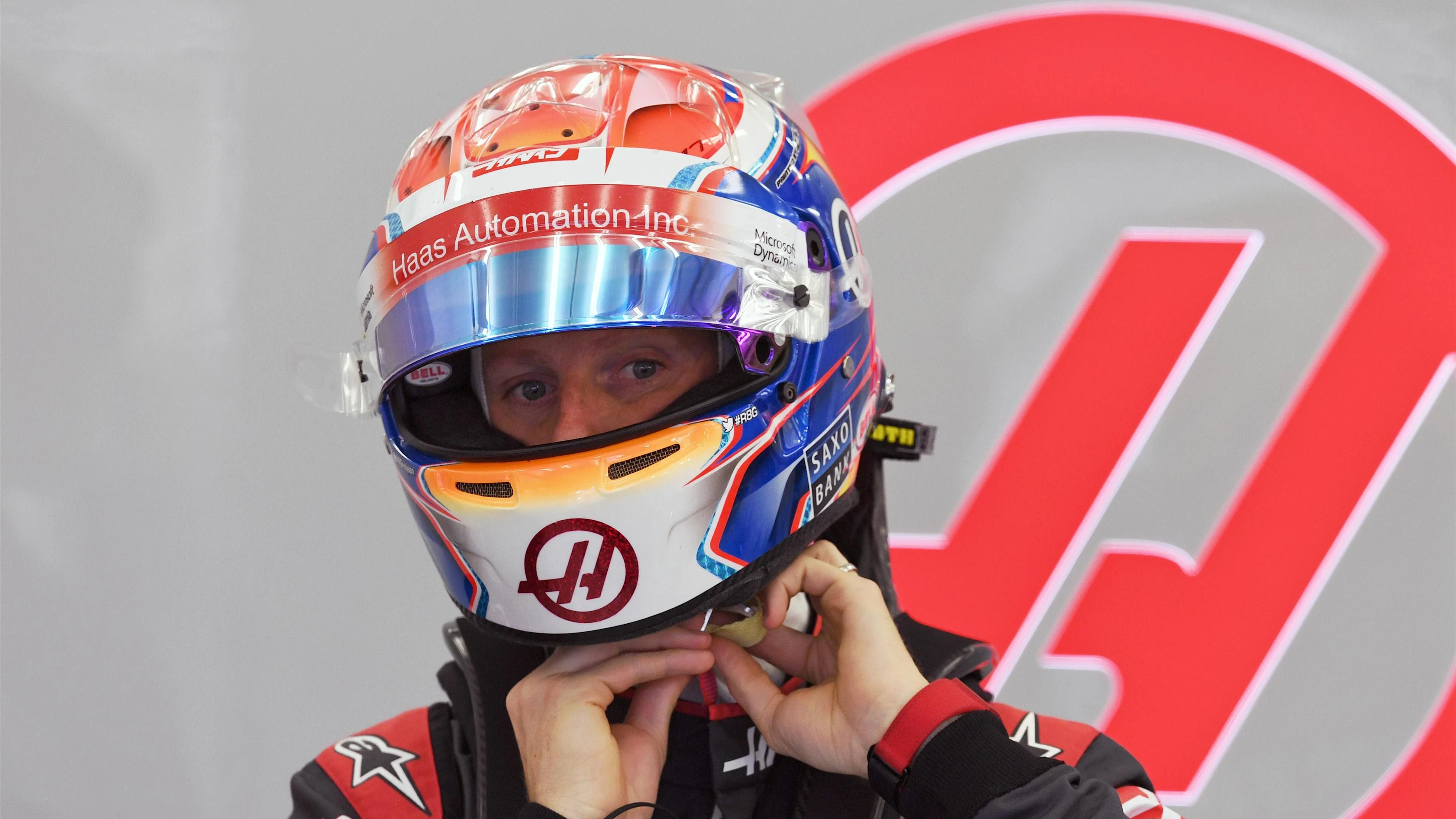 Romain Grosjean (FRA) Haas F1 at Formula One World Championship, Rd2, Bahrain Grand Prix Practice,