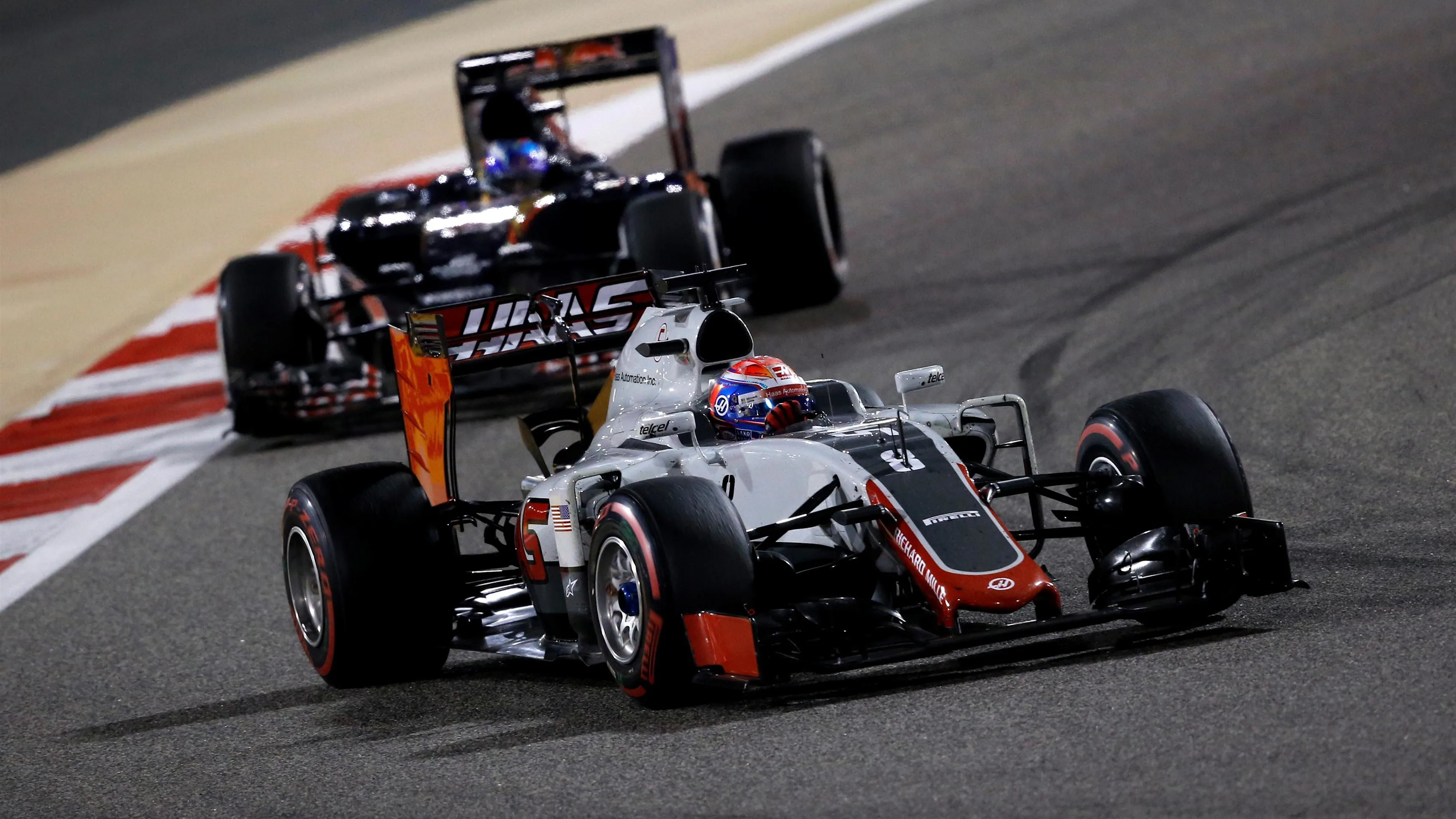 Romain Grosjean (FRA) Haas VF-16 at Formula One World Championship, Rd2, Bahrain Grand Prix Race,