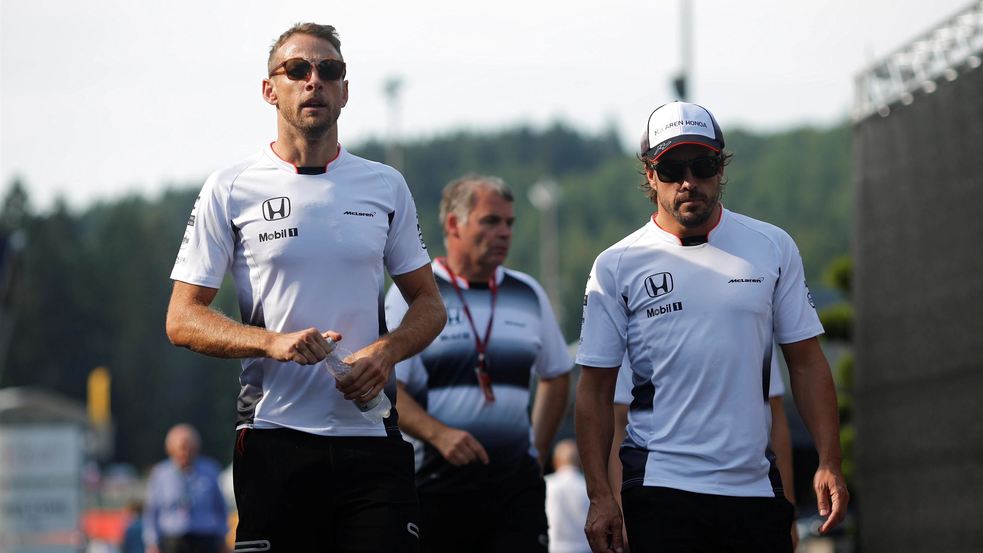 Jenson Button (GBR) McLaren and Fernando Alonso (ESP) McLaren at Formula One World Championship,