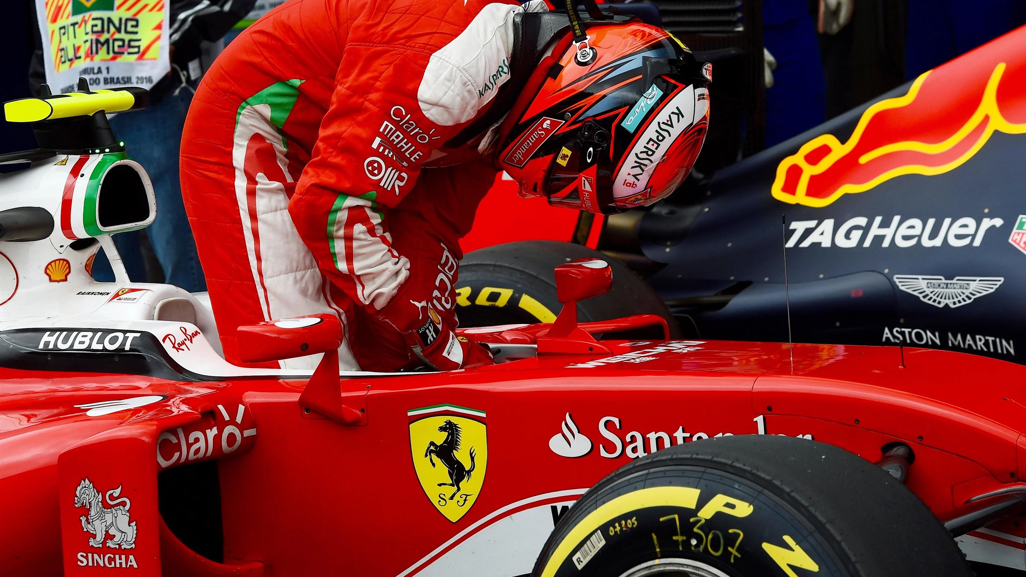 Kimi Raikkonen (FIN) Ferrari SF16-H in parc ferme at Formula One World Championship, Rd20,