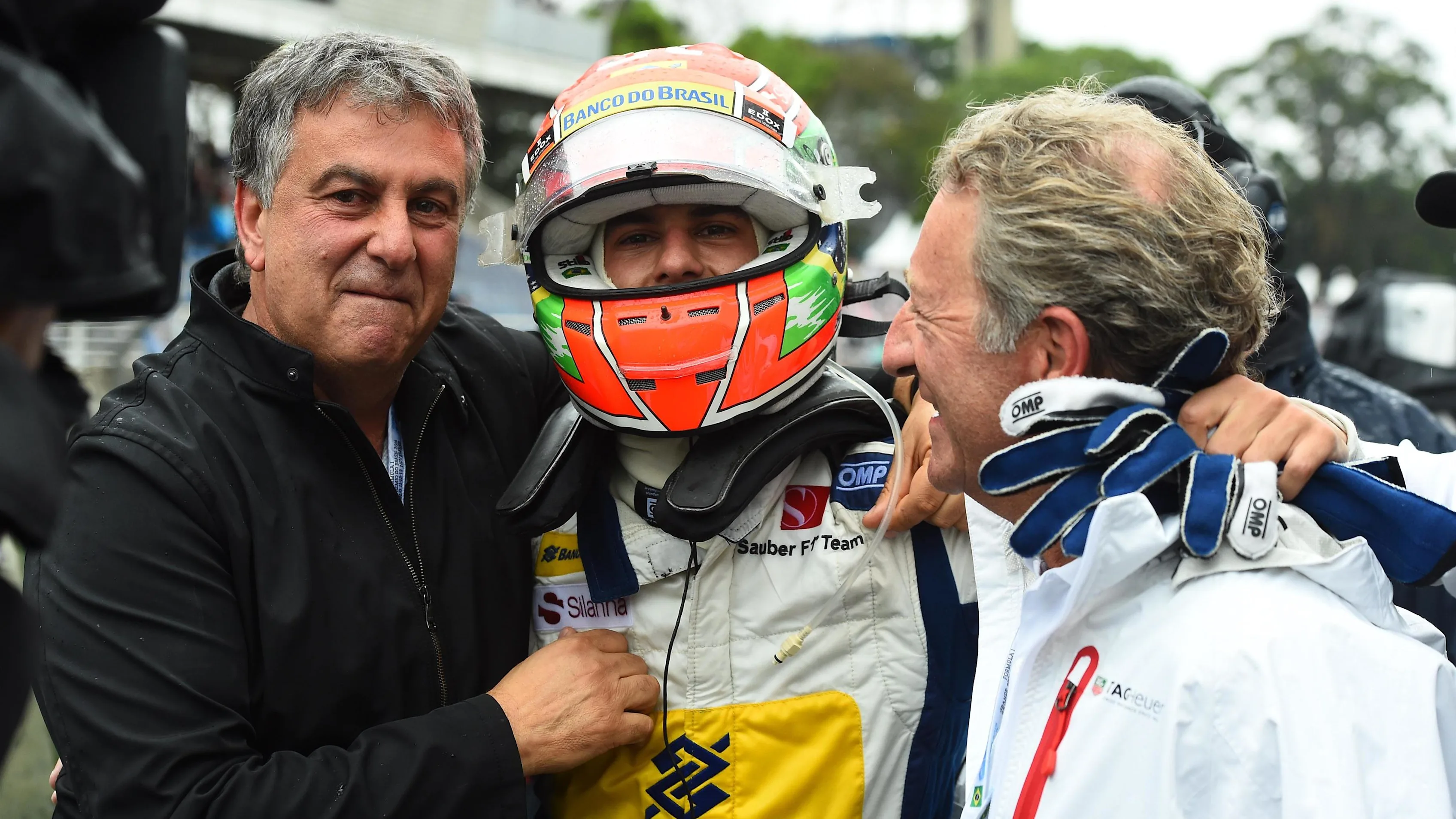 Felipe Nasr (BRA) Sauber celebrates in parc ferme at Formula One World Championship, Rd20,