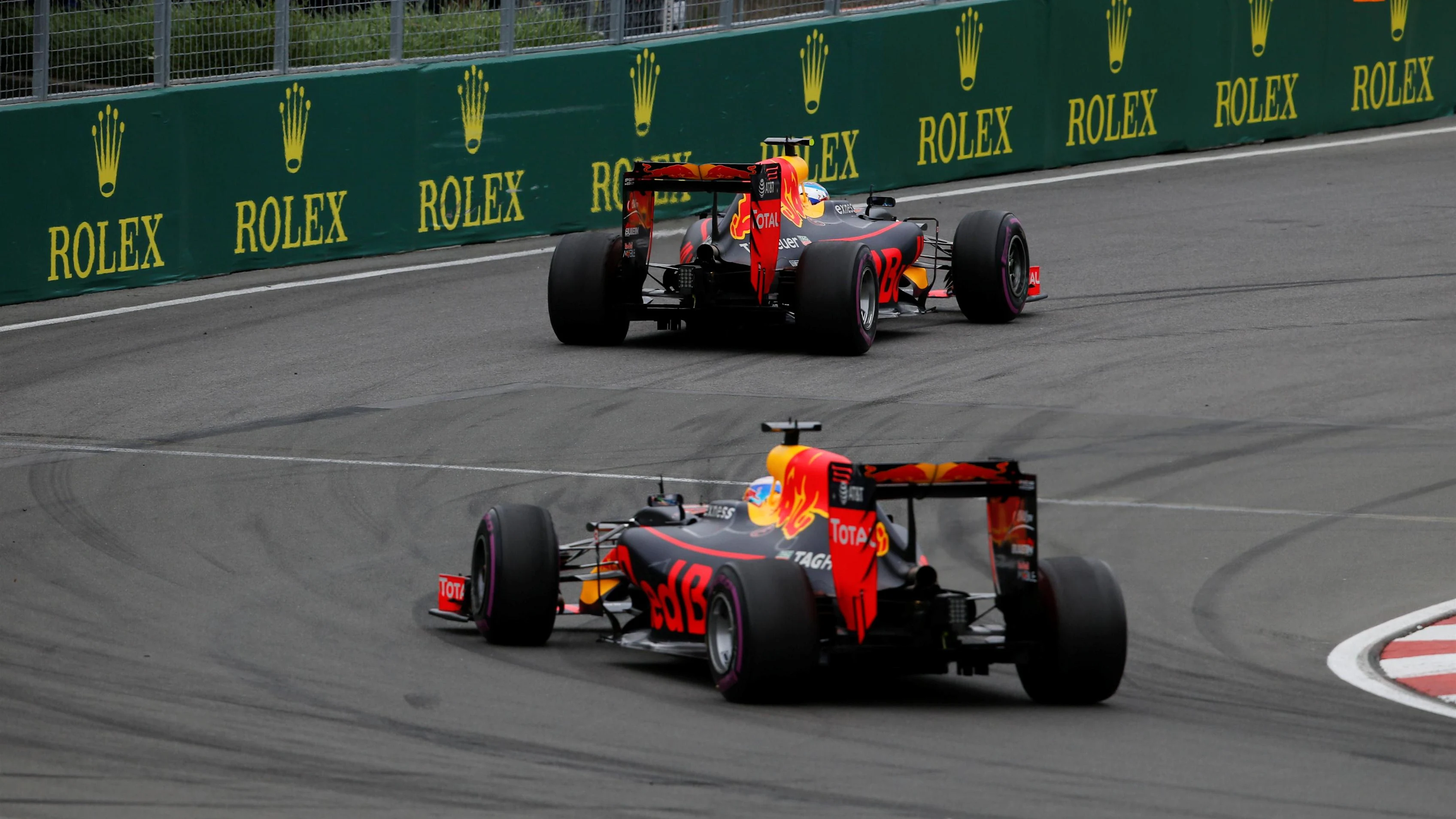 Daniel Ricciardo (AUS) Red Bull Racing RB12 and Max Verstappen (NED) Red Bull Racing RB12 at